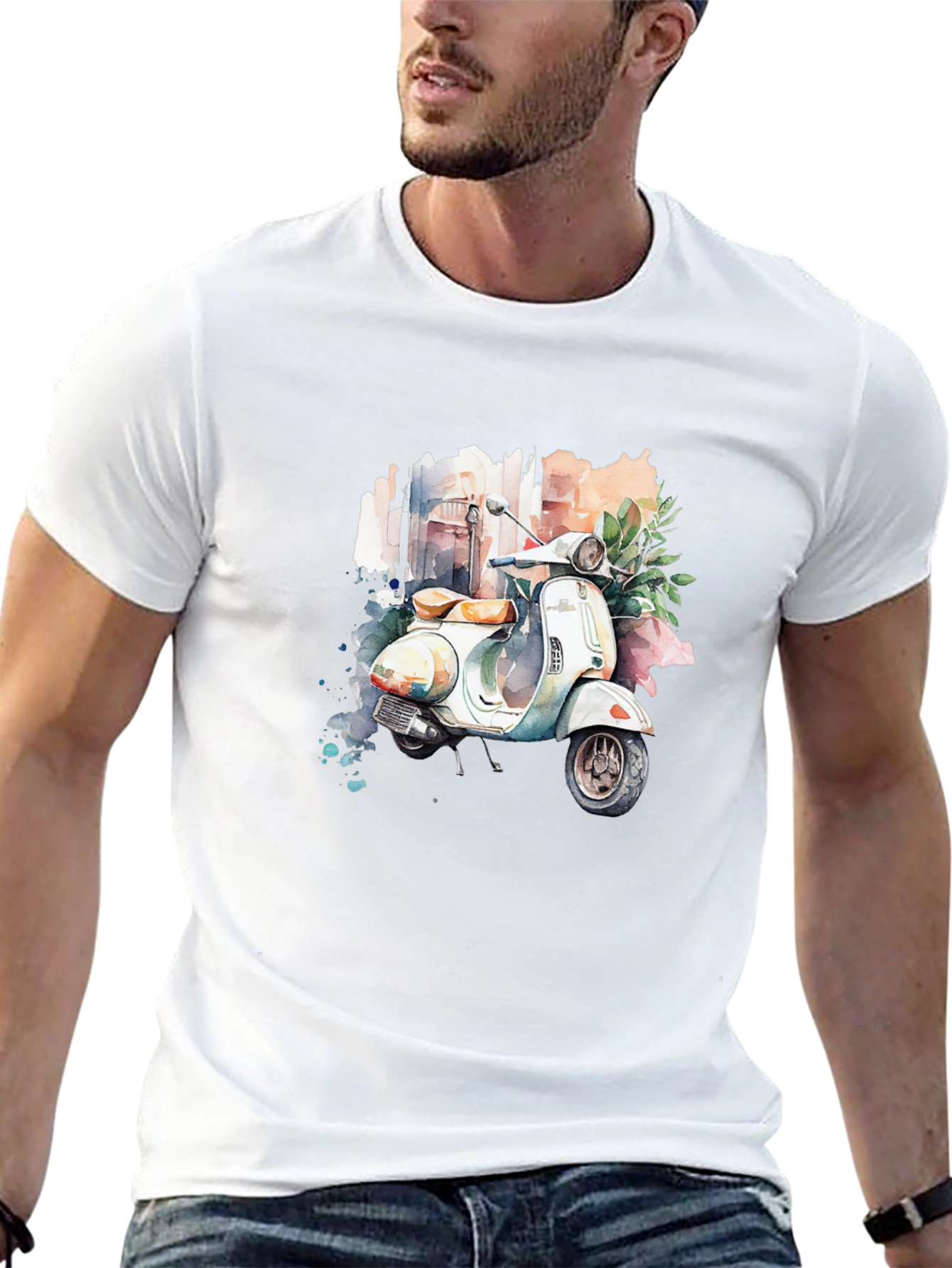 Retro Vespa Watercolor T-Shirt