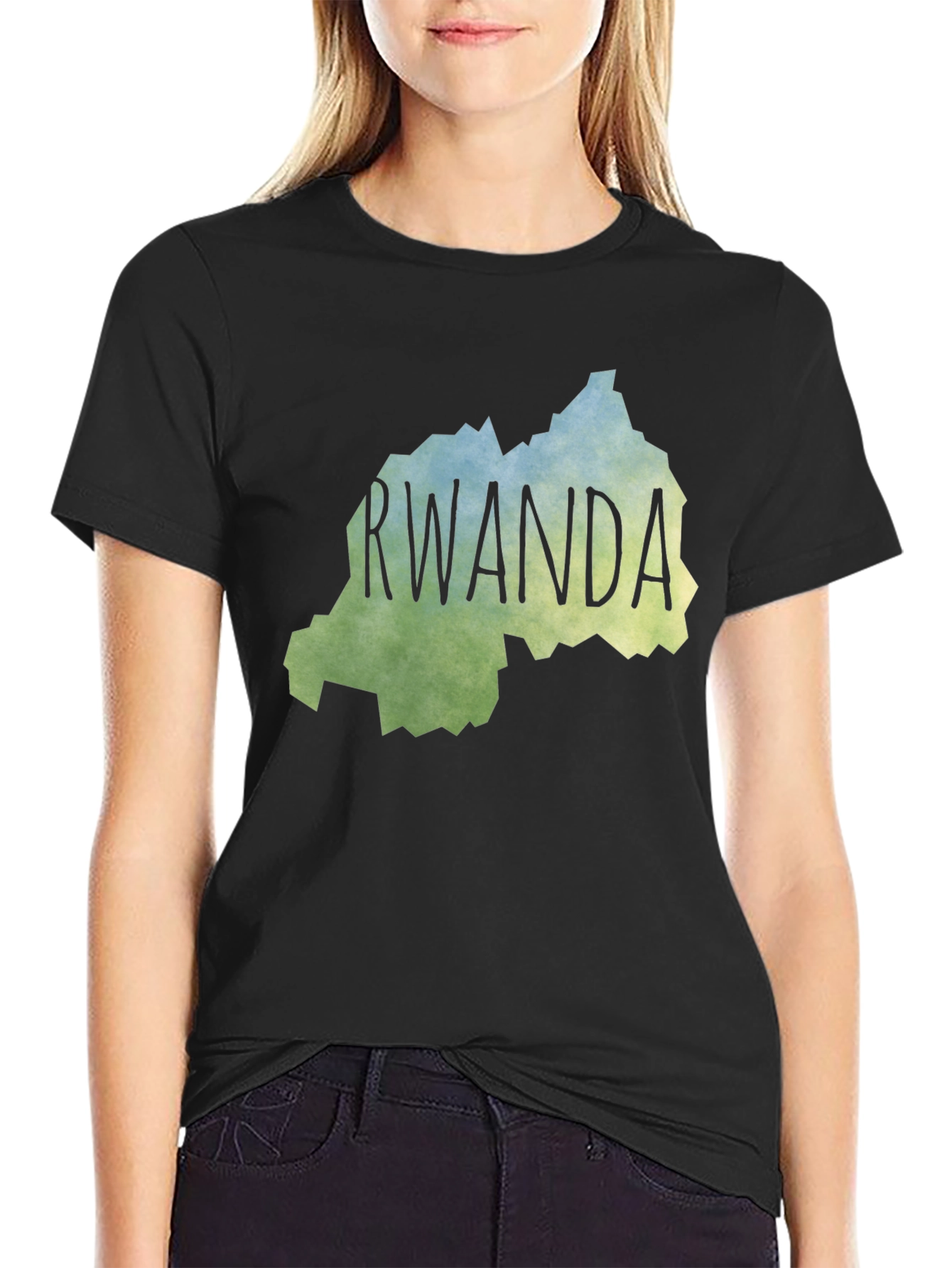 Rwanda Map T-Shirt - Mens Black Graphic Tee