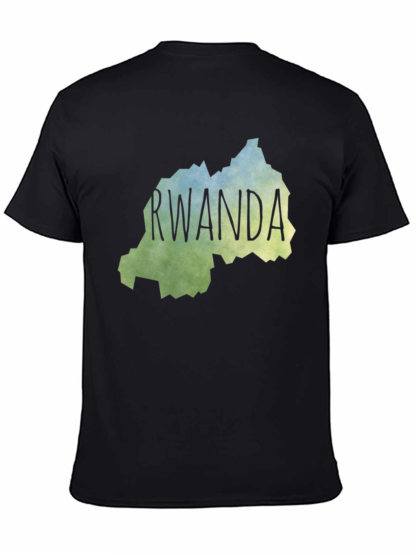 Rwanda Map T-Shirt - Mens Black Graphic Tee