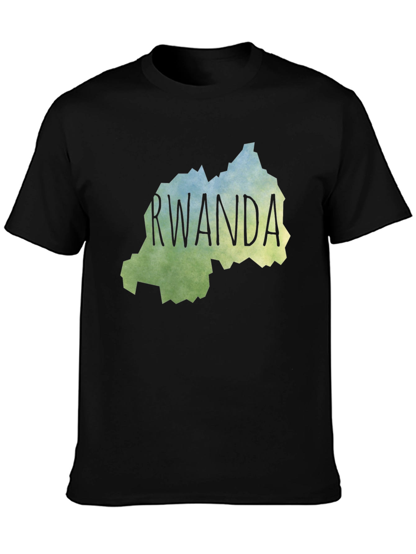 Rwanda Map T-Shirt - Mens Black Graphic Tee