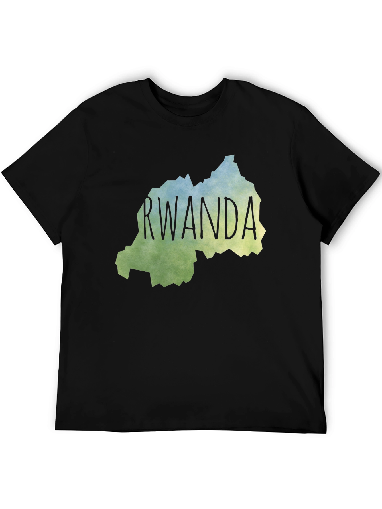 Rwanda Map T-Shirt - Mens Black Graphic Tee