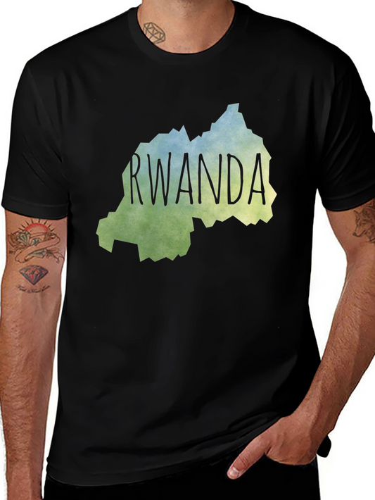 Rwanda Map T-Shirt - Mens Black Graphic Tee