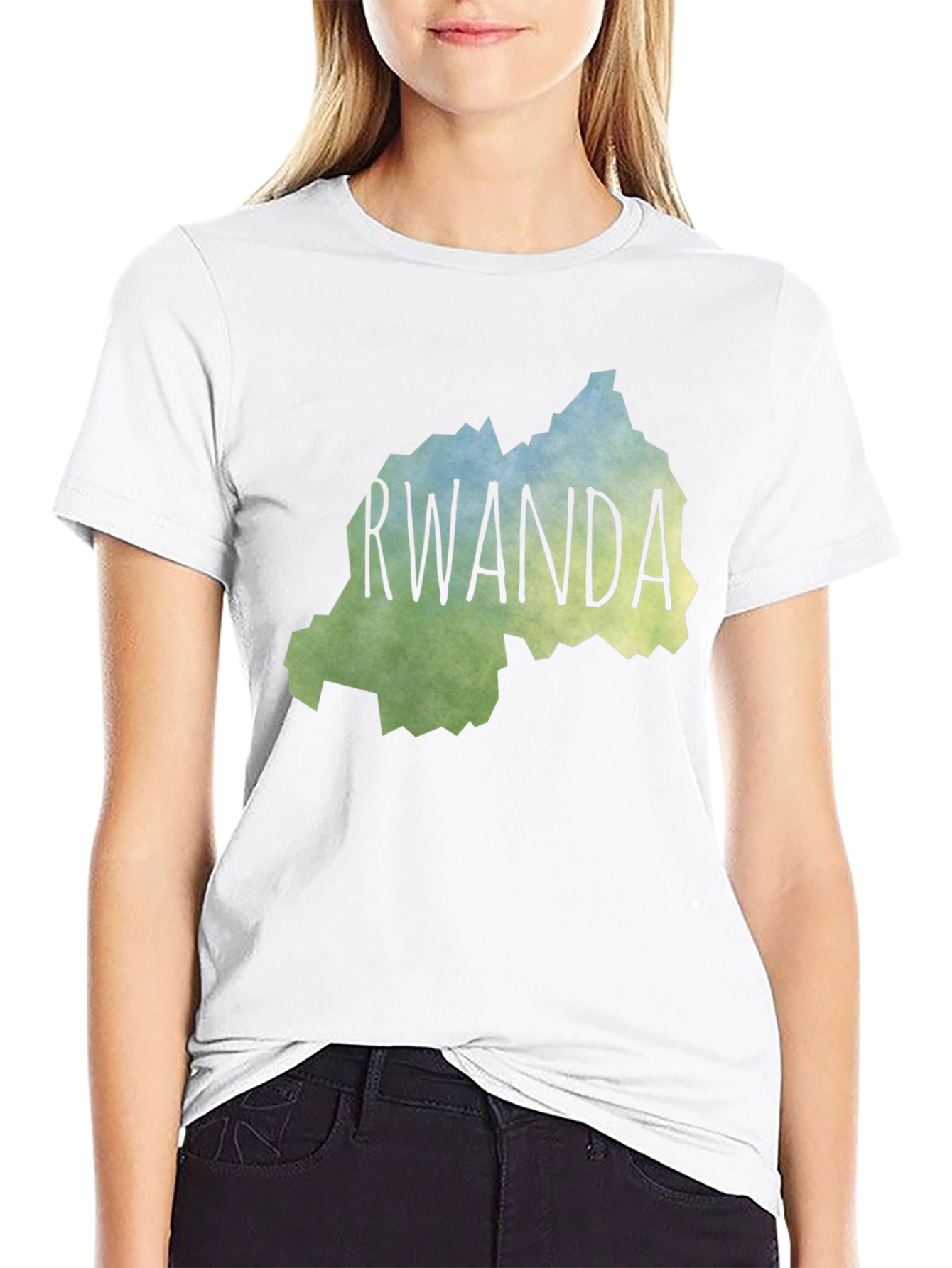 Rwanda Map T-Shirt - Mens Black Graphic Tee