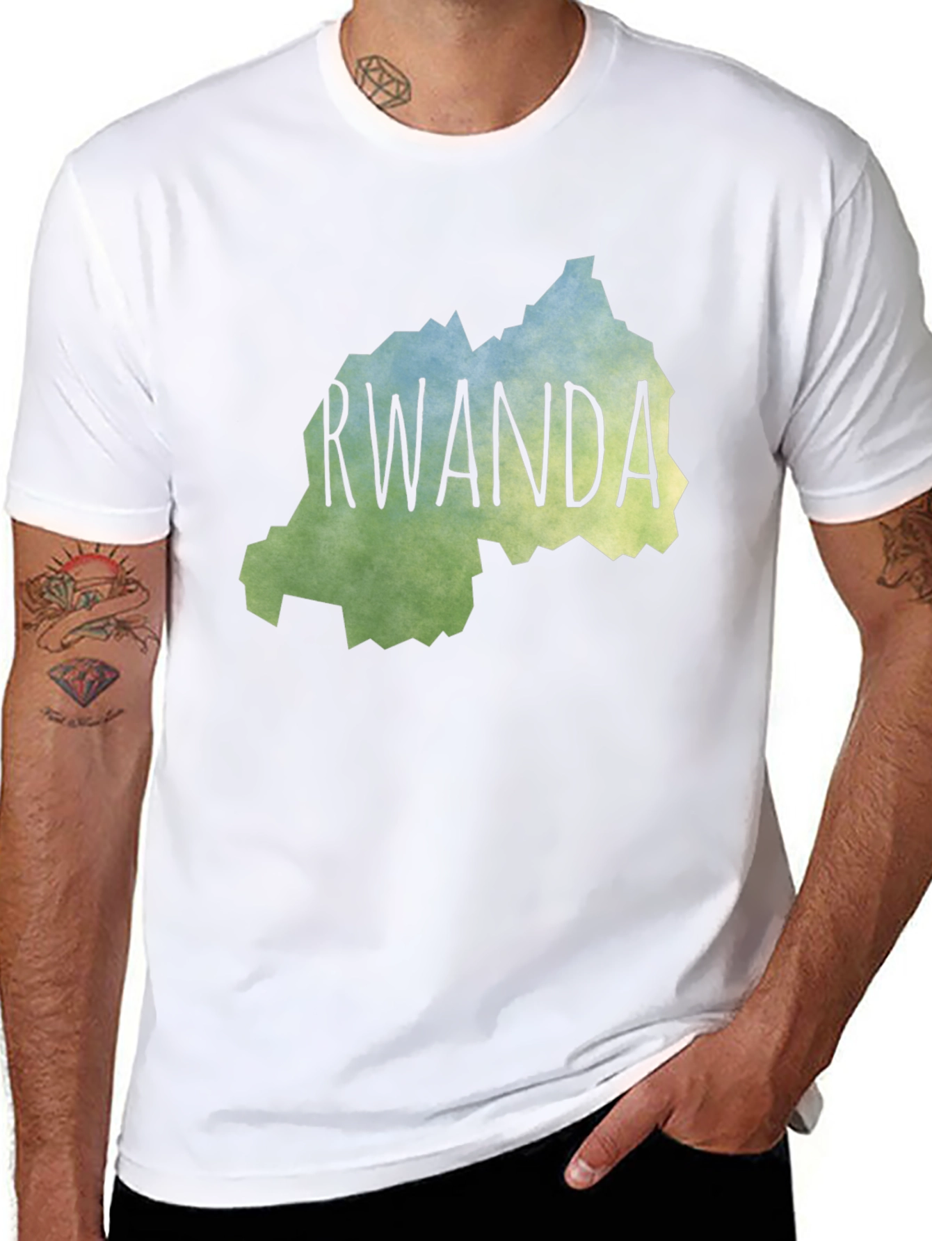 Rwanda Map T-Shirt - Mens Black Graphic Tee