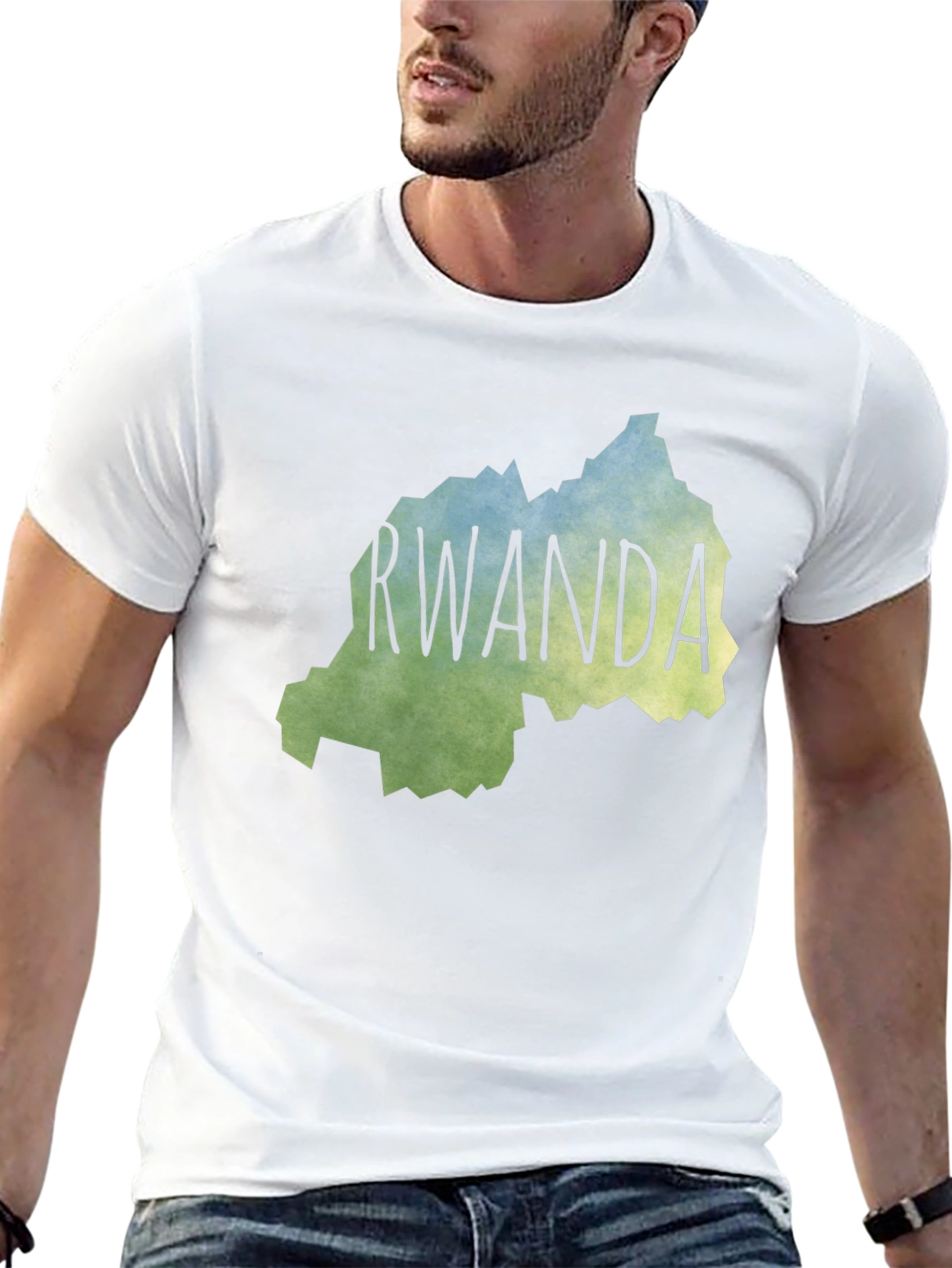 Rwanda Map T-Shirt - Mens Black Graphic Tee
