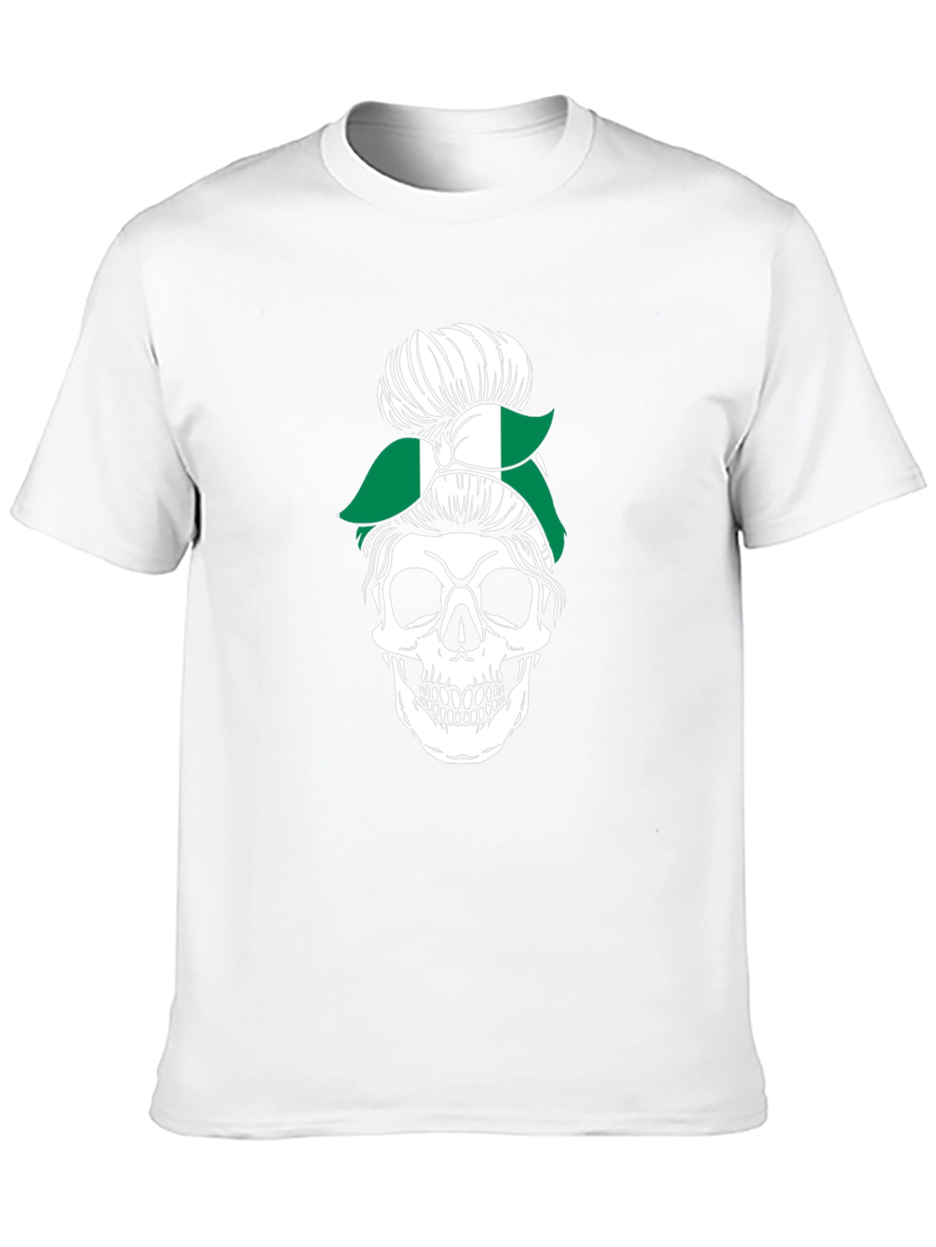Skull Nigeria Messy Bun T-Shirt
