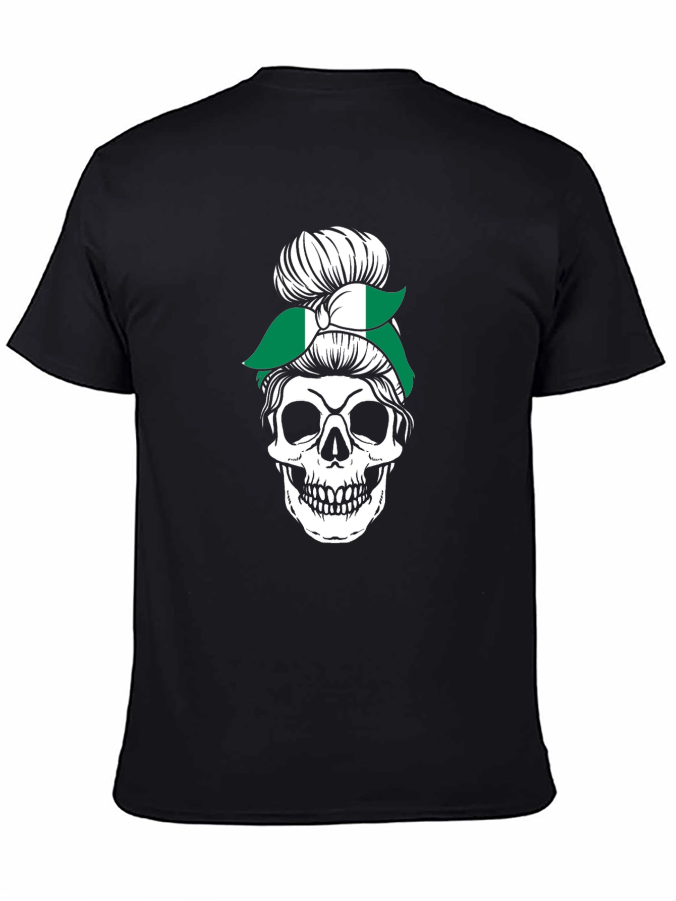 Skull Nigeria Messy Bun T-Shirt