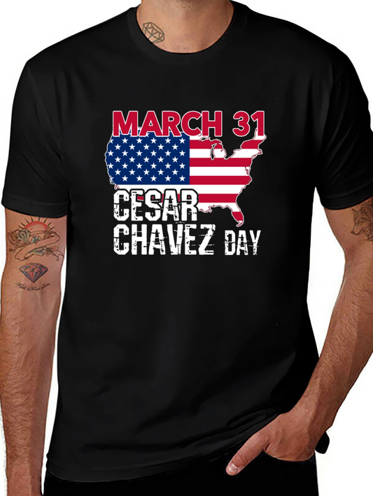 Cesar Chavez Day T-Shirt - March 31 - USA Flag