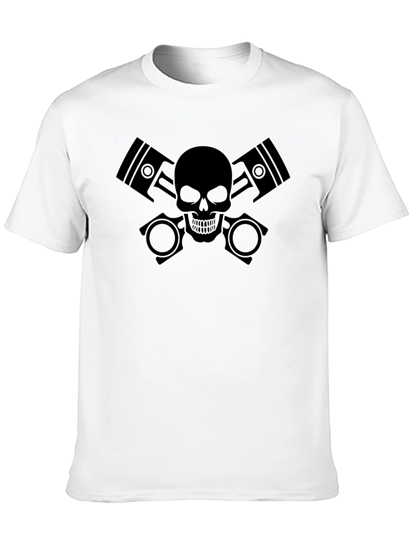 Skull & Pistons Graphic Tee - Black