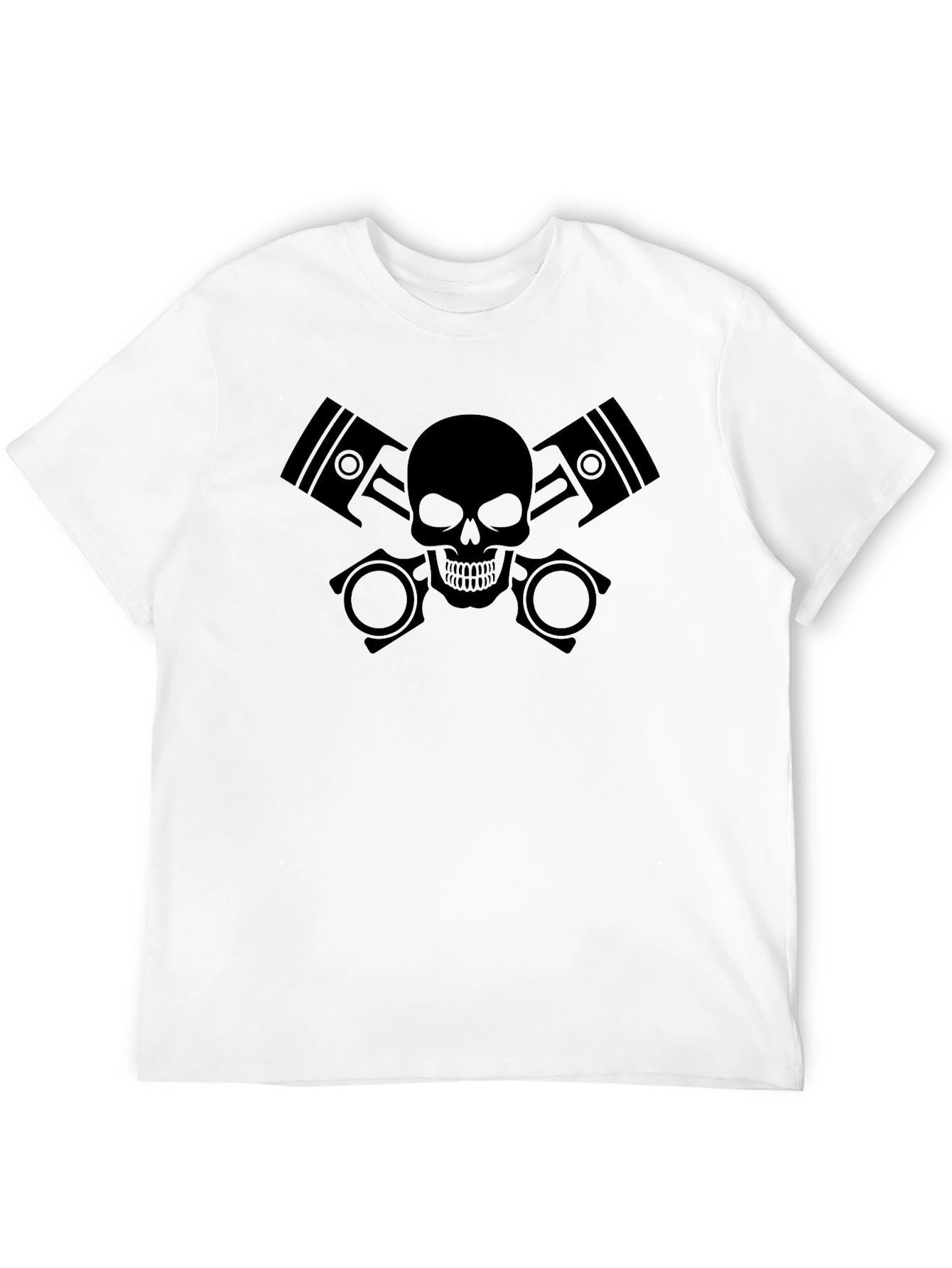 Skull & Pistons Graphic Tee - Black