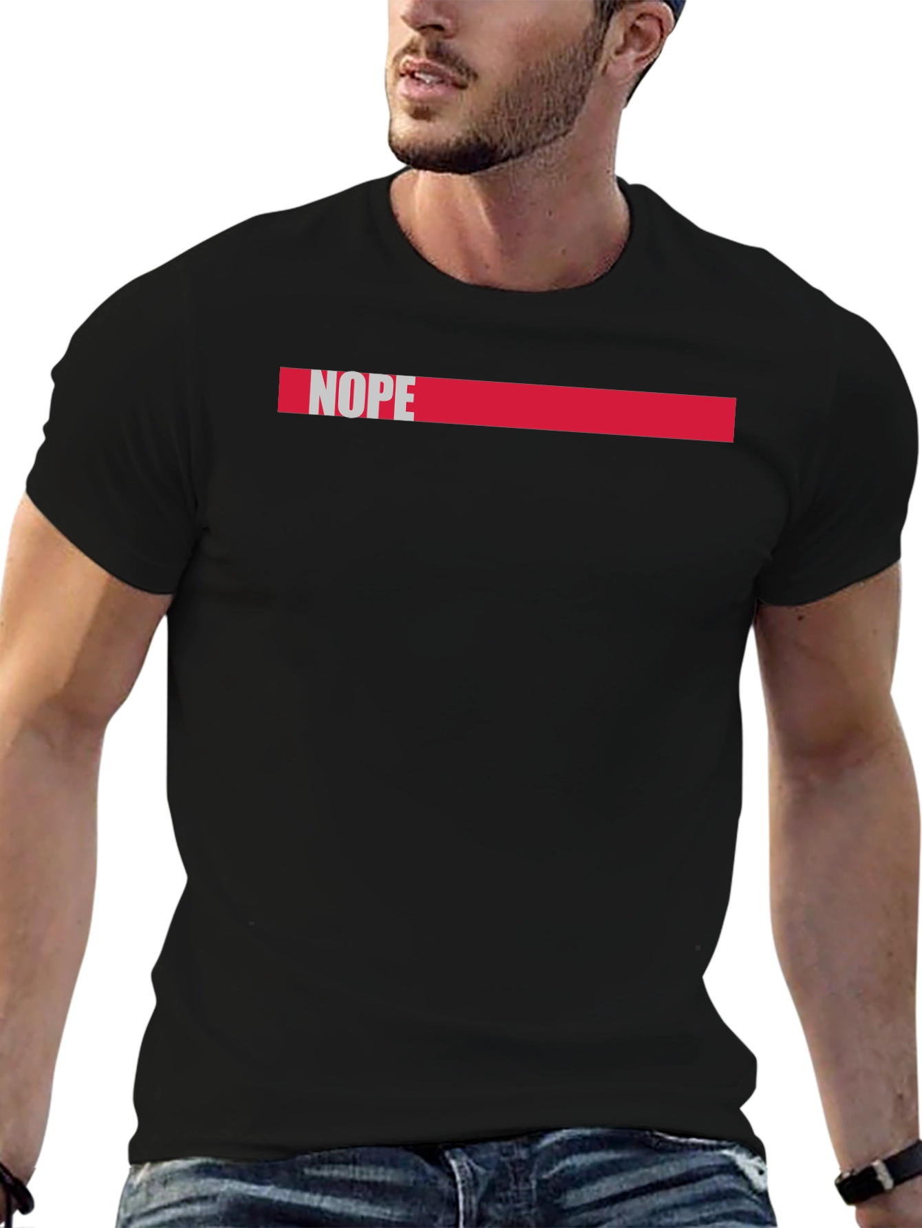 Nope Graphic Tee - Casual Black Cotton T-Shirt