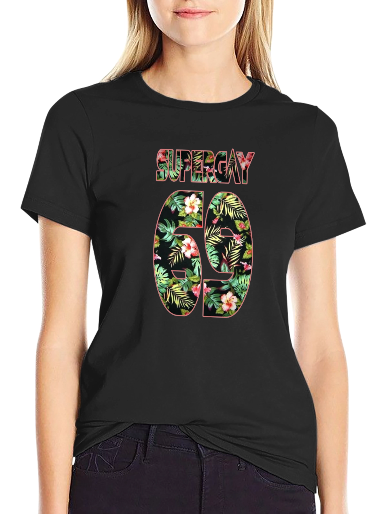 Supergay Floral Print Black T-Shirt