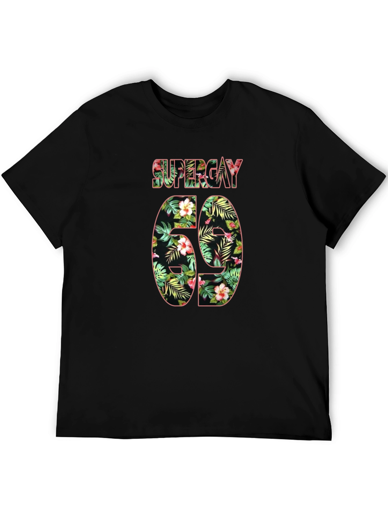 Supergay Floral Print Black T-Shirt