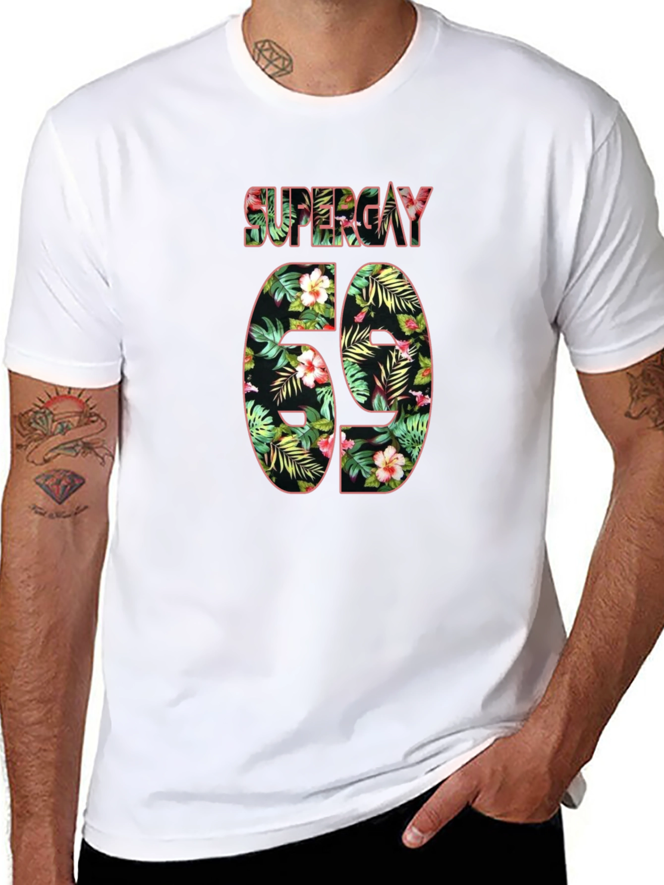 Supergay Floral Print Black T-Shirt