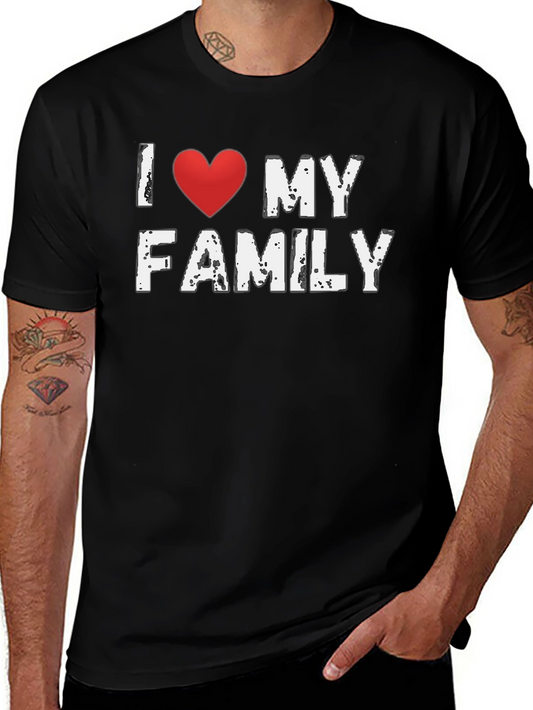 I Heart My Family T-Shirt - Black Cotton Tee