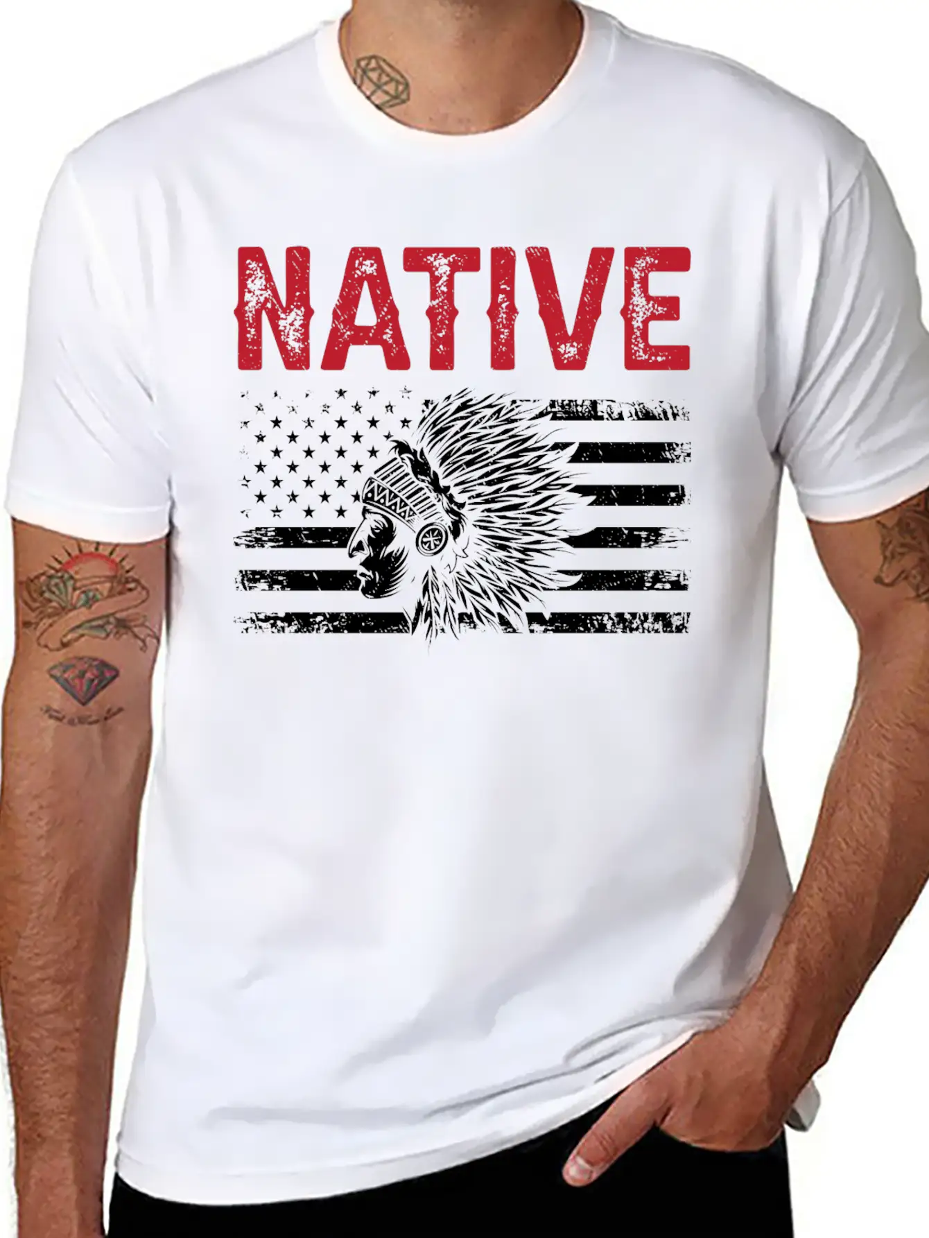 Native American Flag Chief Unisex Casual T-Shirt – Clean Design For Daily Comfort