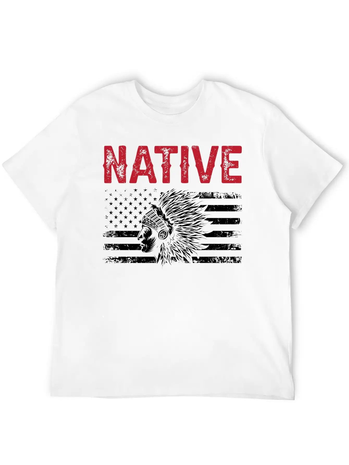 Native American Flag Chief Unisex Casual T-Shirt – Clean Design For Daily Comfort