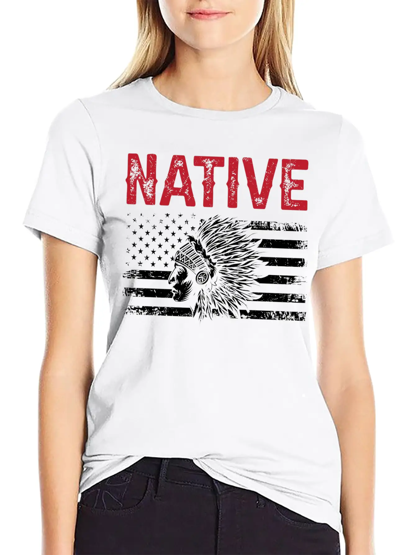 Native American Flag Chief Unisex Casual T-Shirt – Clean Design For Daily Comfort
