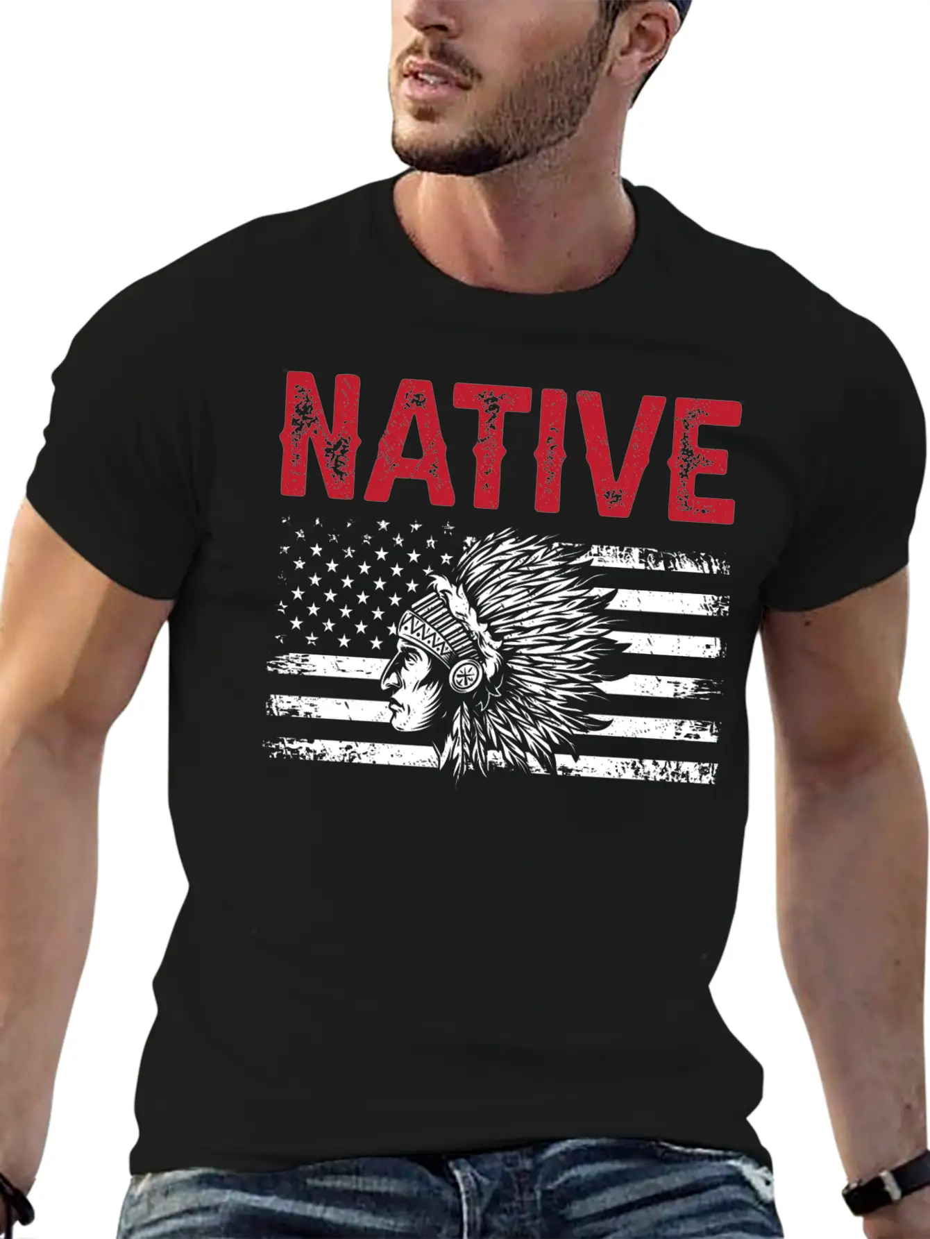 Native American Flag Chief Unisex Casual T-Shirt – Clean Design For Daily Comfort