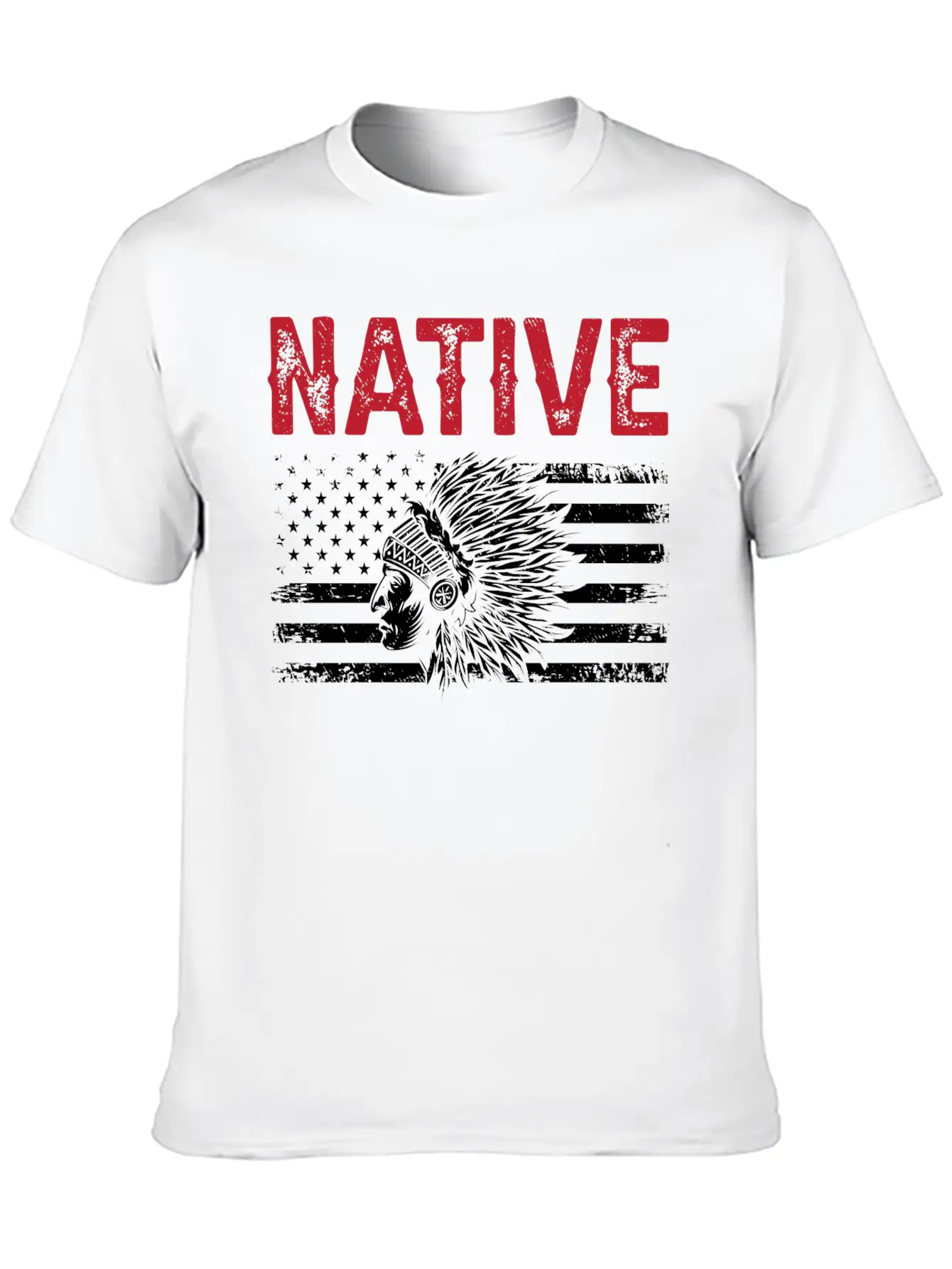 Native American Flag Chief Unisex Casual T-Shirt – Clean Design For Daily Comfort
