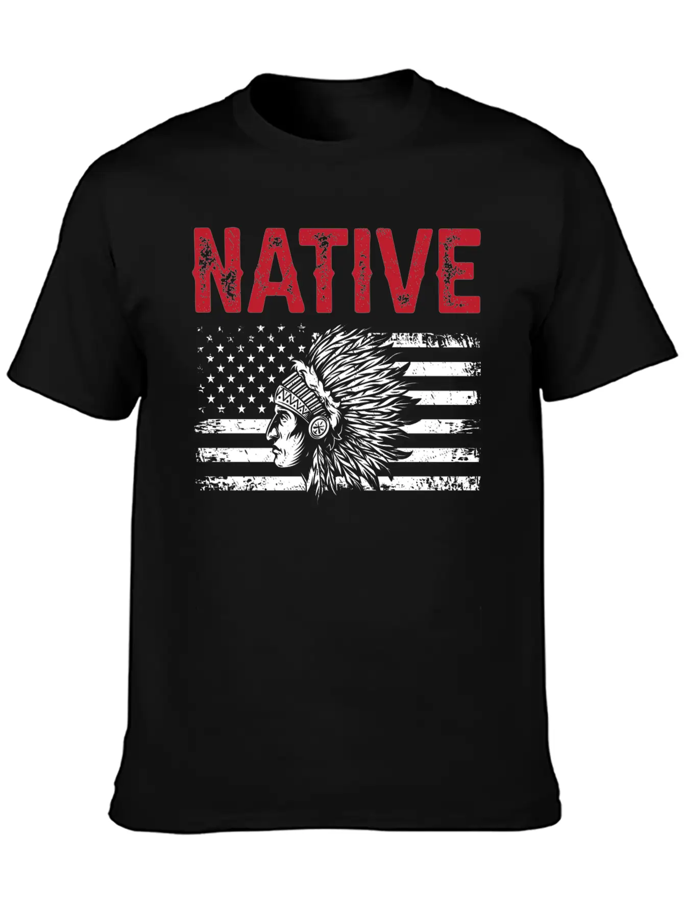 Native American Flag Chief Unisex Casual T-Shirt – Clean Design For Daily Comfort
