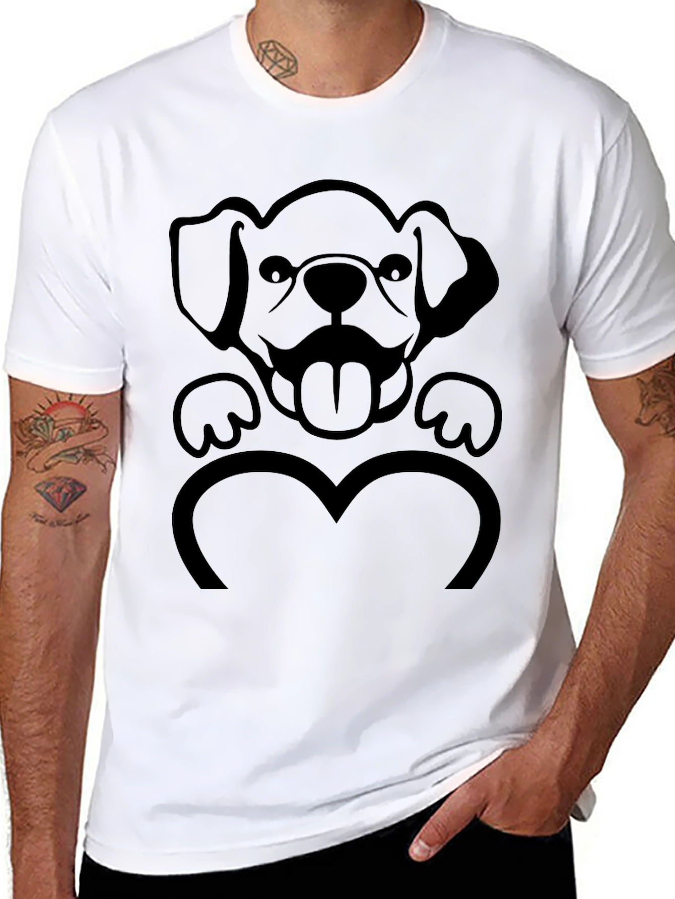 Dog Lover Graphic Tee - Heart Paw Print