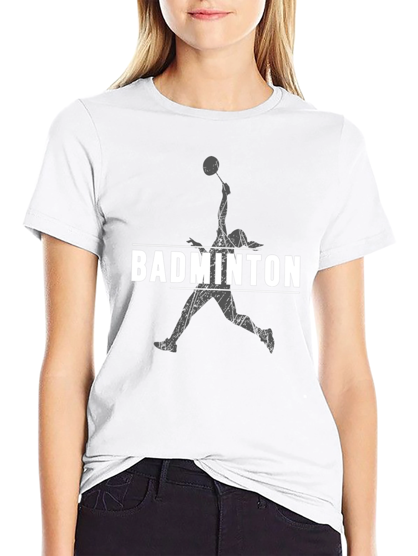Badminton Player Graphic Tee - Sporty Black T-Shirt