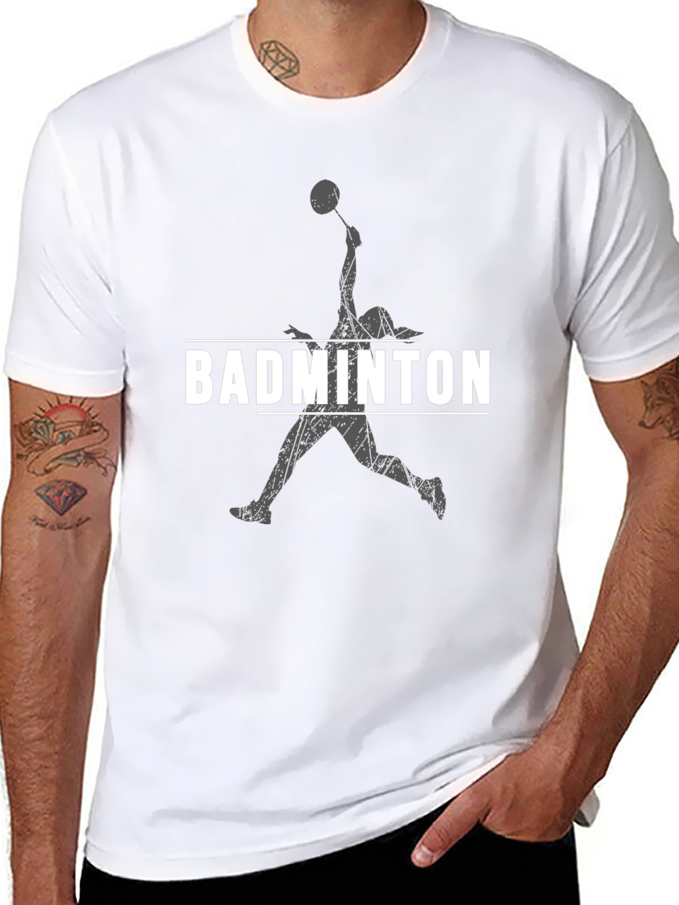 Badminton Player Graphic Tee - Sporty Black T-Shirt