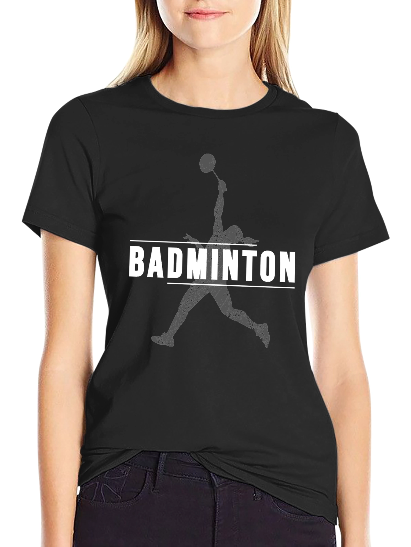 Badminton Player Graphic Tee - Sporty Black T-Shirt