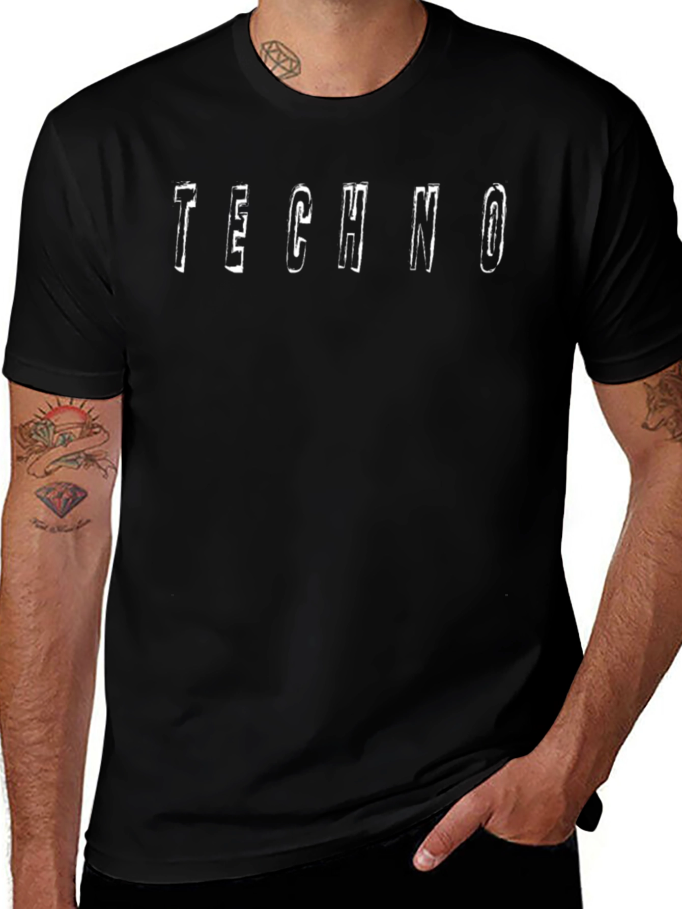 Techno Music Black Cotton Graphic Tee