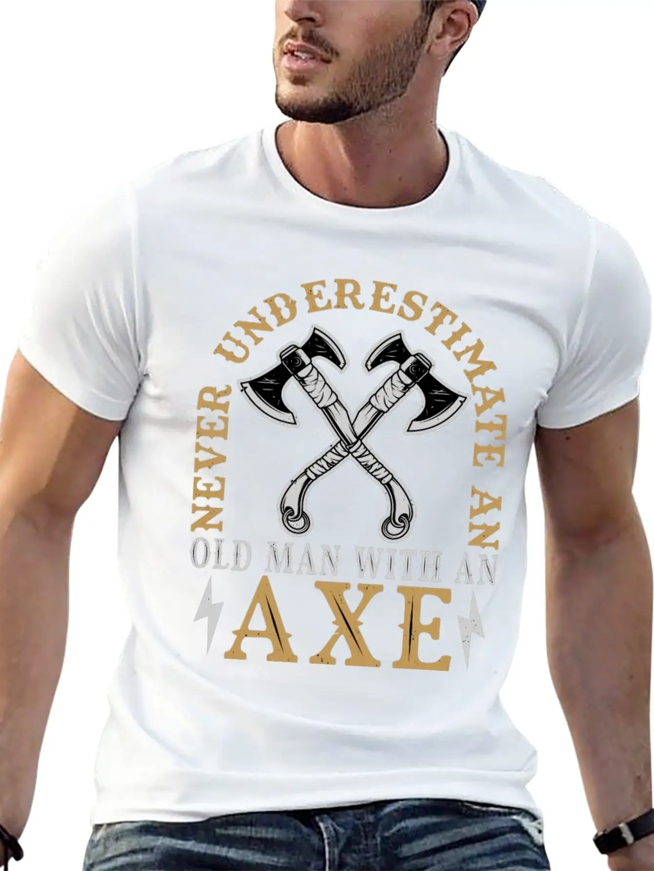 Never Underestimate An Old Man With An Axe Unisex Casual T-Shirt – Clean Design For Daily Comfort