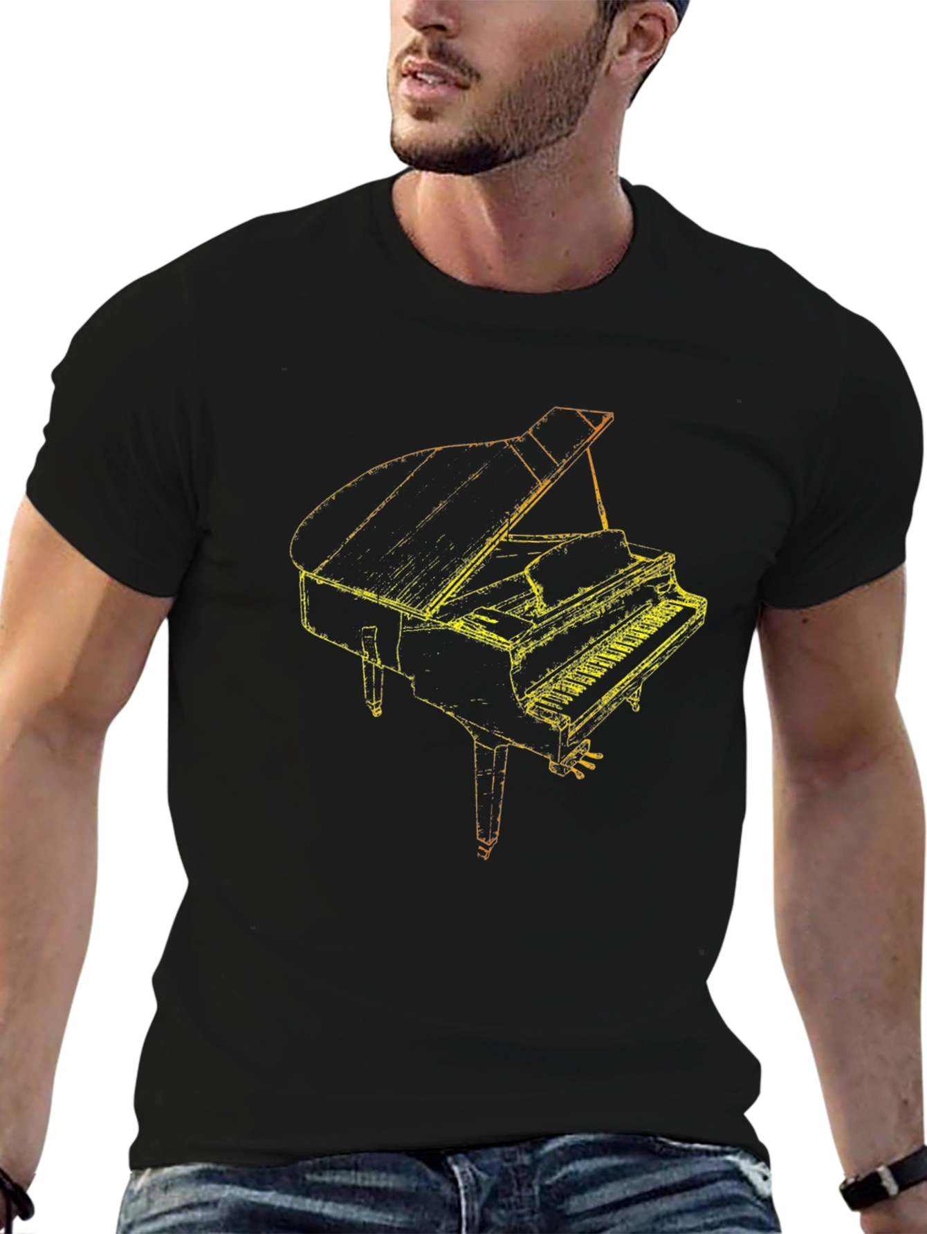 Piano Graphic Tee - Classic Musical Style