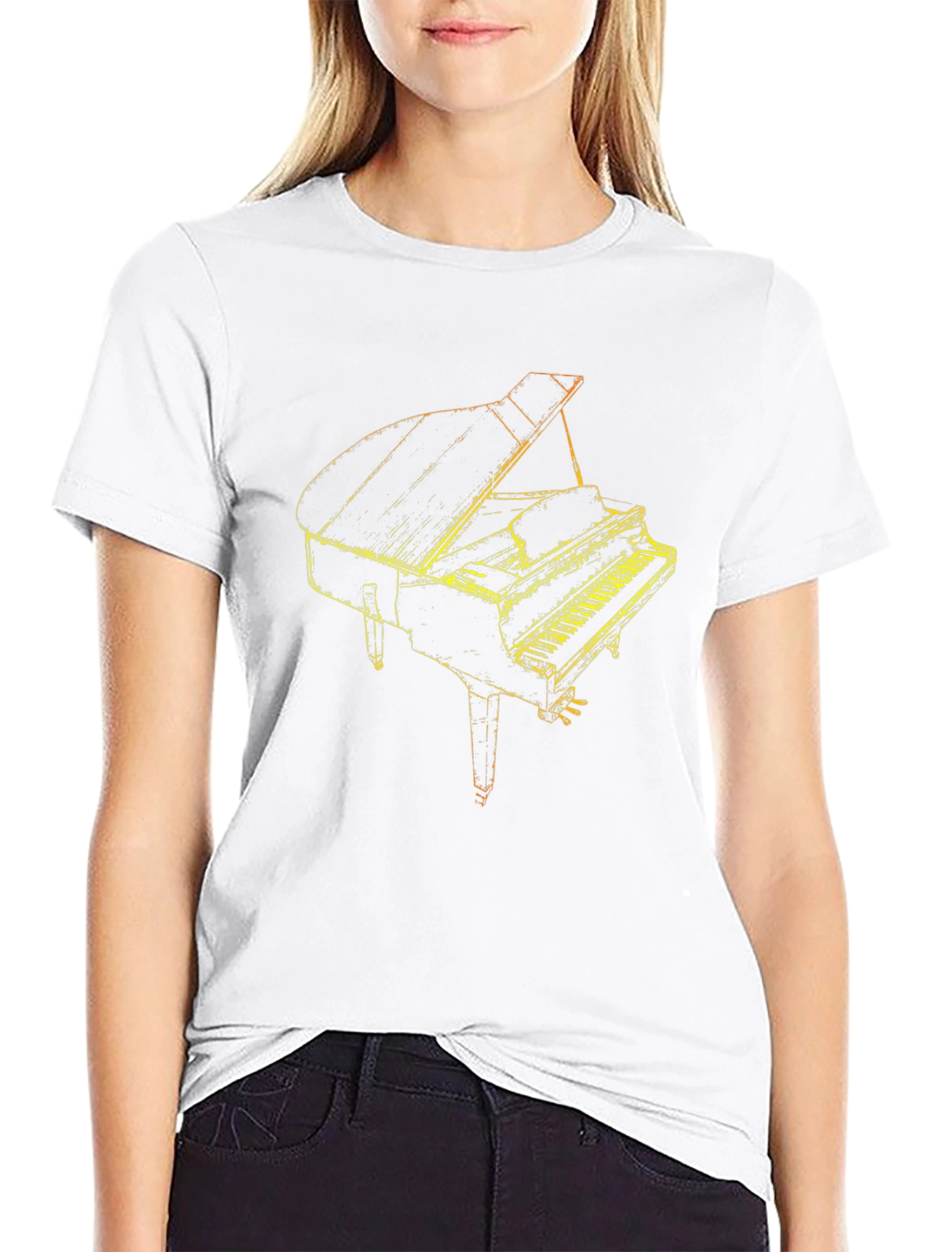 Piano Graphic Tee - Classic Musical Style