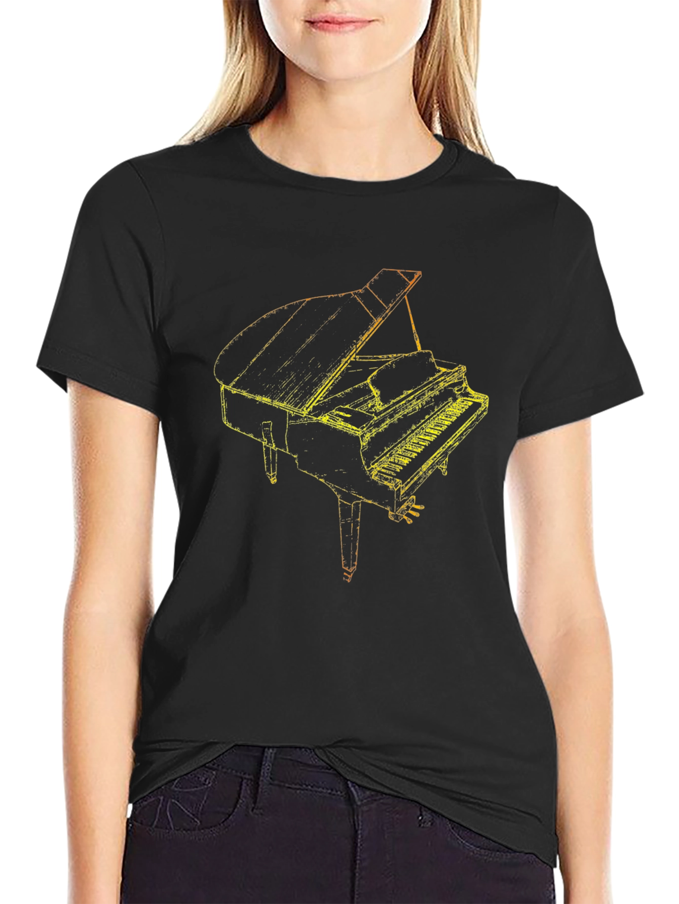 Piano Graphic Tee - Classic Musical Style