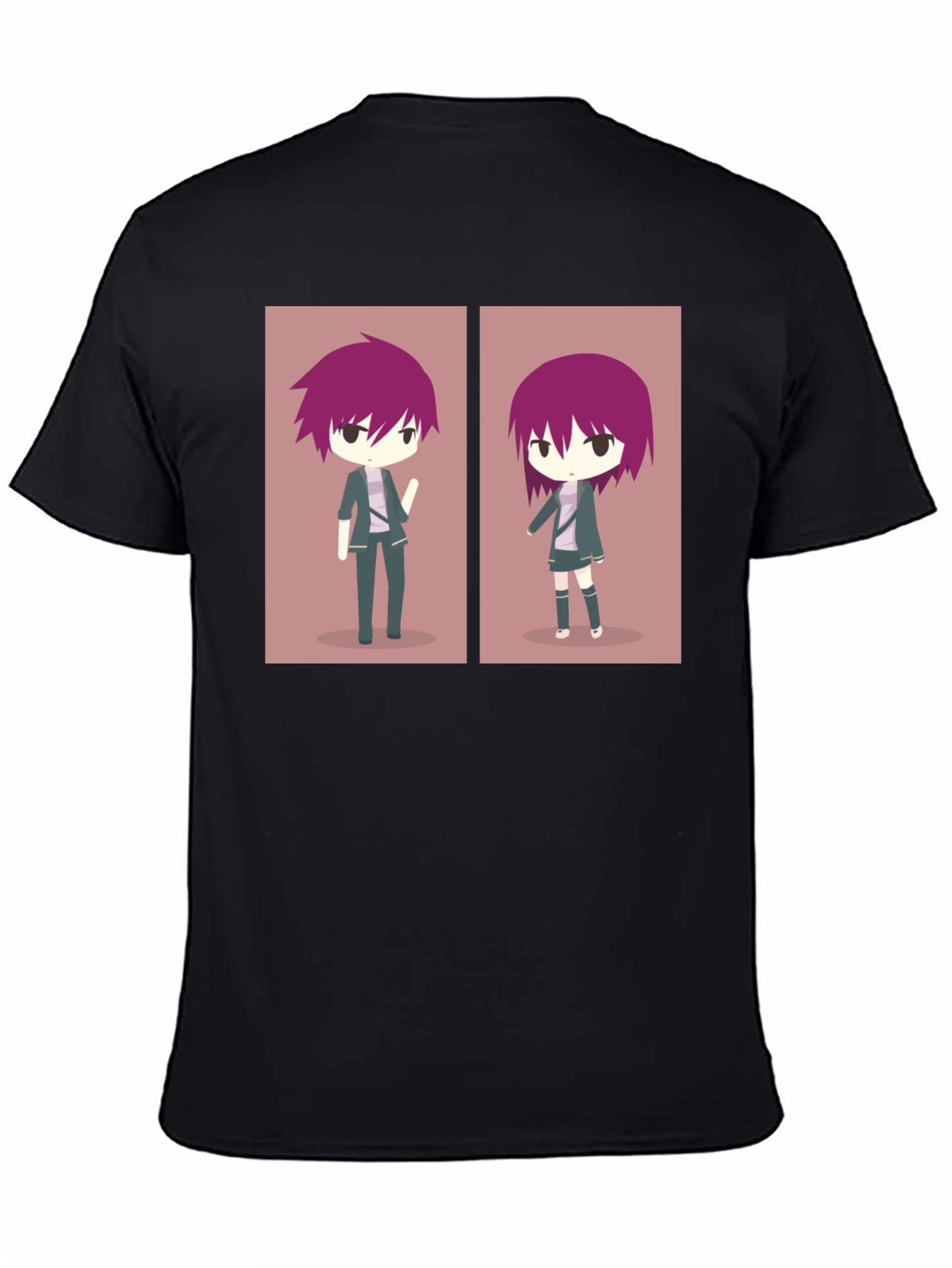 Anime Character Graphic Print Black T-Shirt
