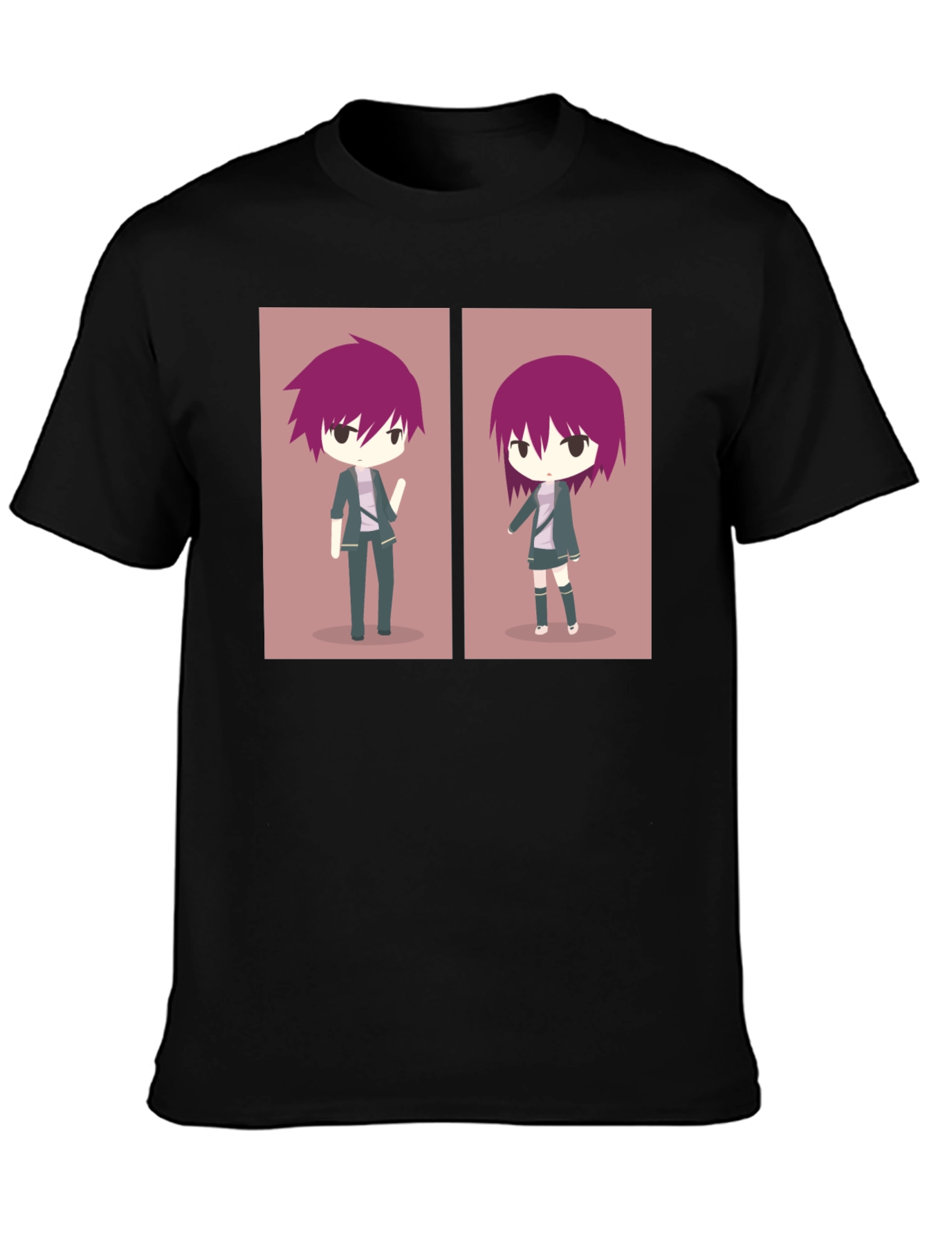 Anime Character Graphic Print Black T-Shirt