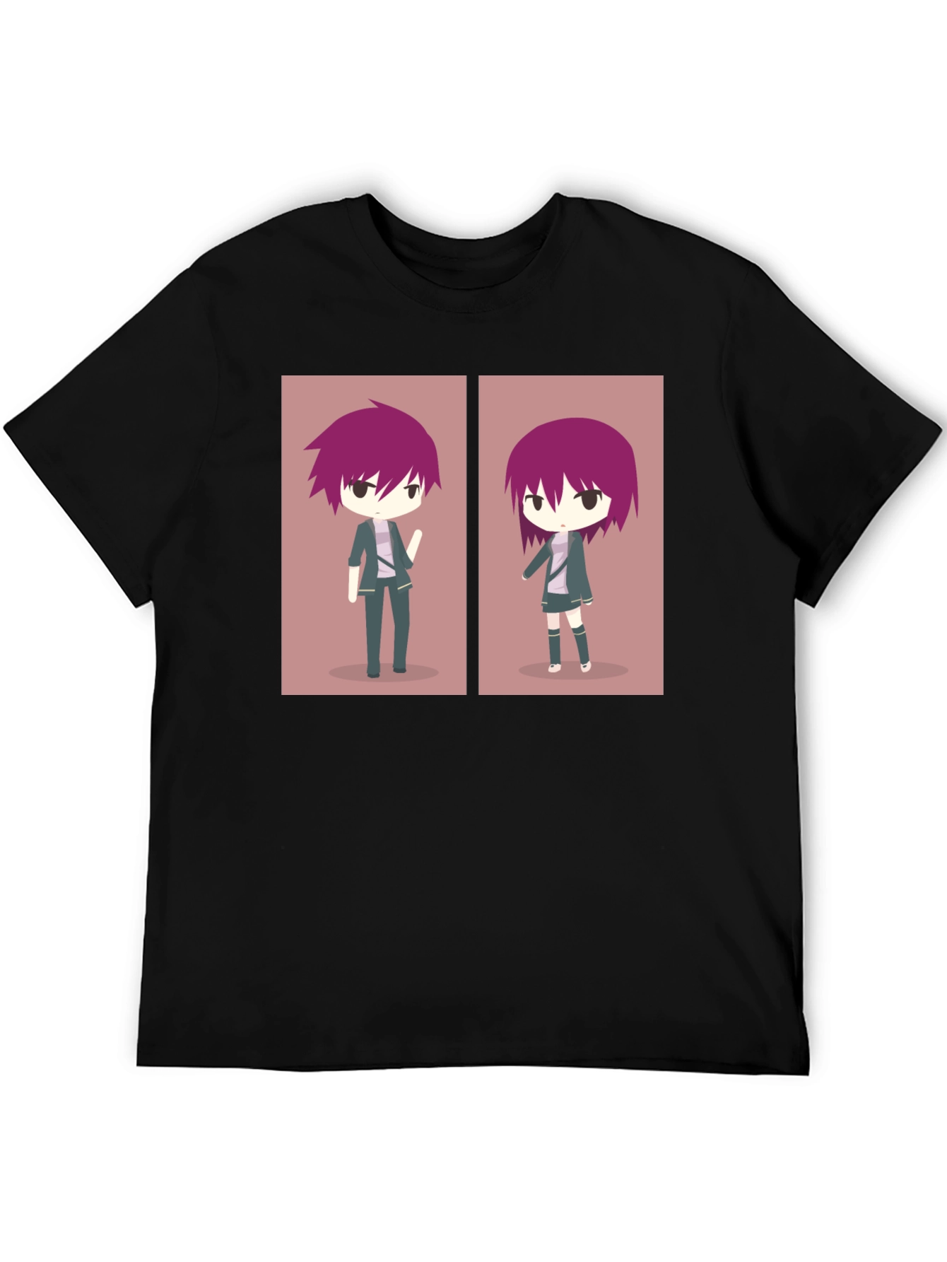 Anime Character Graphic Print Black T-Shirt
