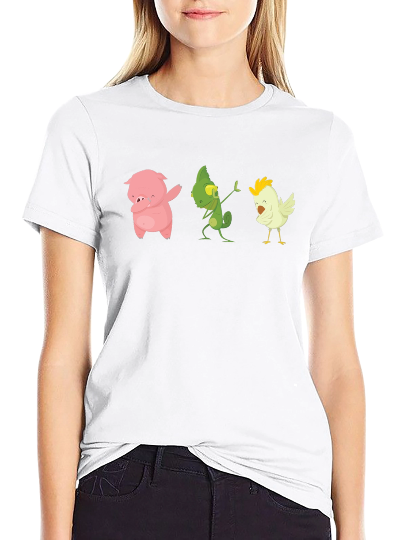 Dabbing Animal T-Shirt: Pig Lizard Chicken
