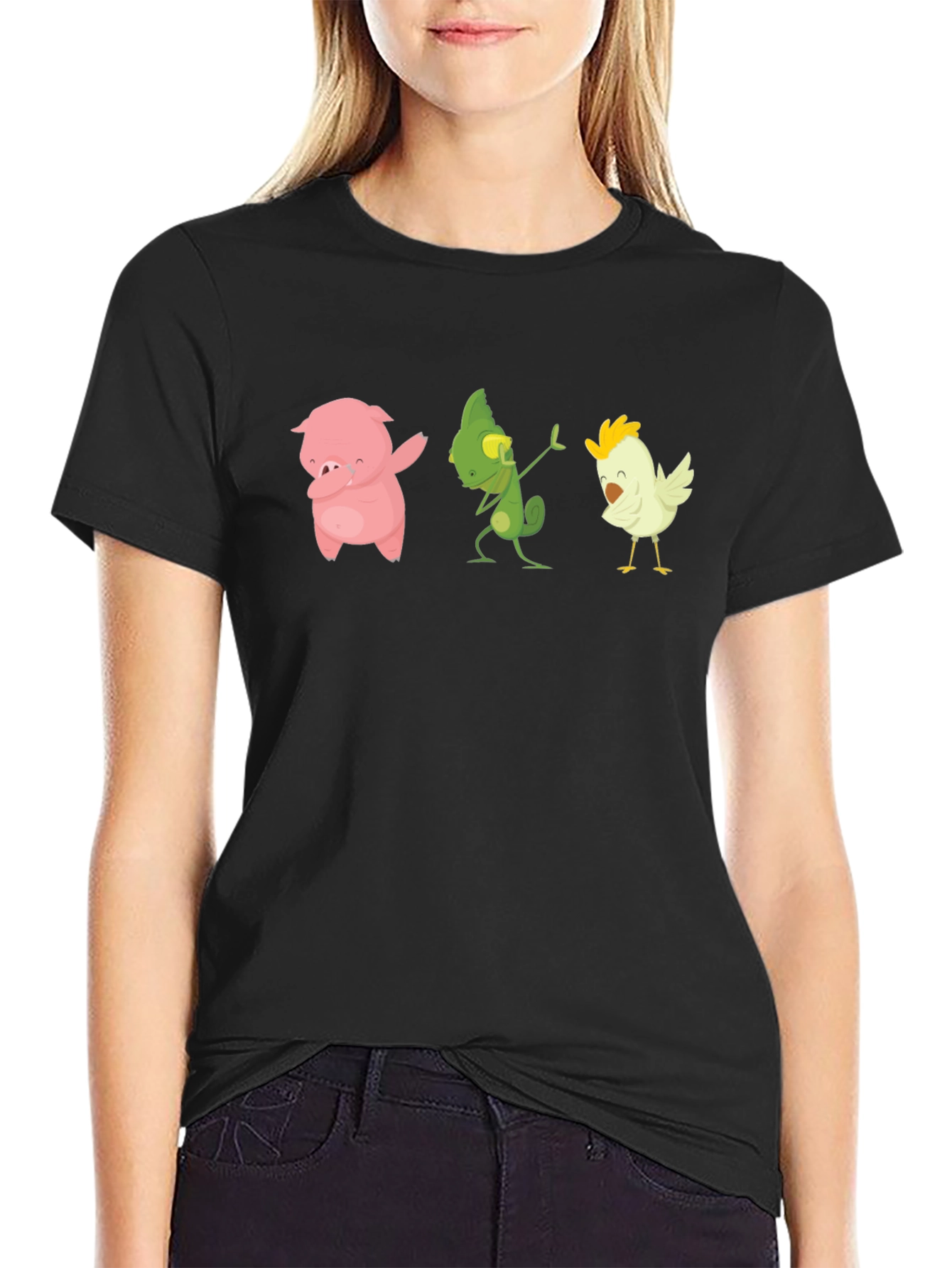 Dabbing Animal T-Shirt: Pig Lizard Chicken