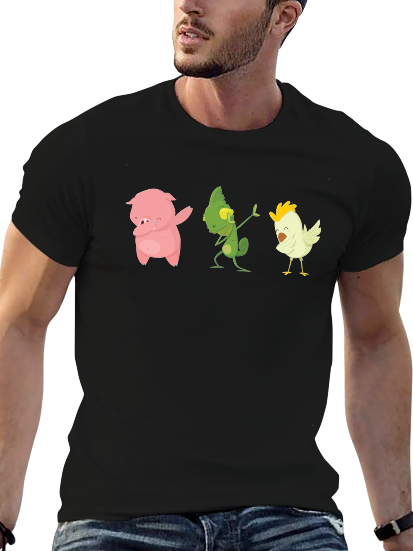 Dabbing Animal T-Shirt: Pig Lizard Chicken