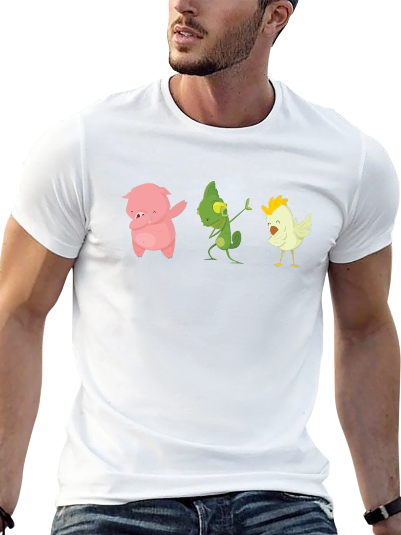 Dabbing Animal T-Shirt: Pig Lizard Chicken