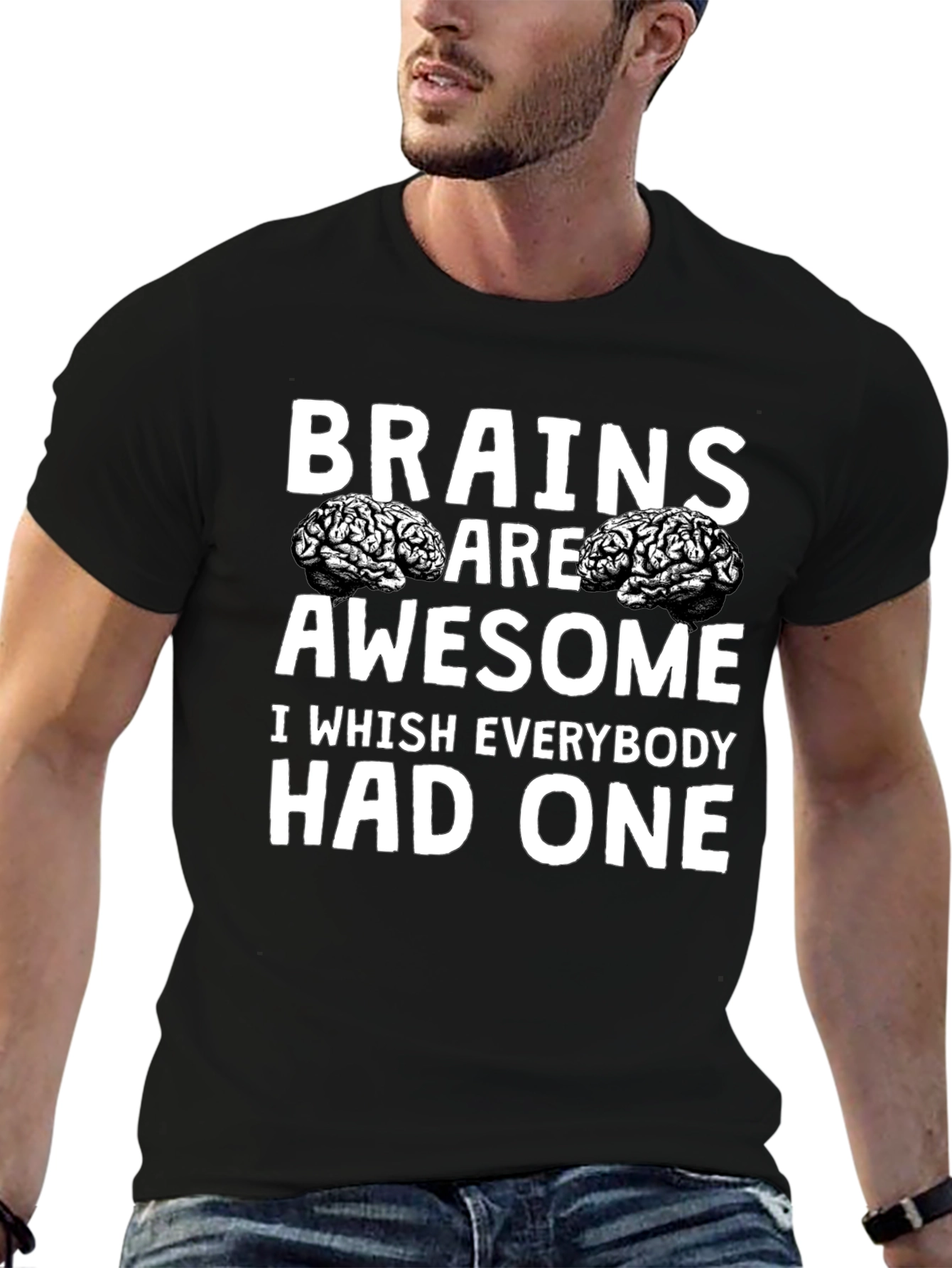 Brains Are Awesome Graphic Tee - Unisex Black T-Shirt