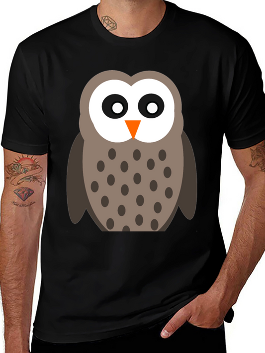 Cute Cartoon Owl Black T-Shirt