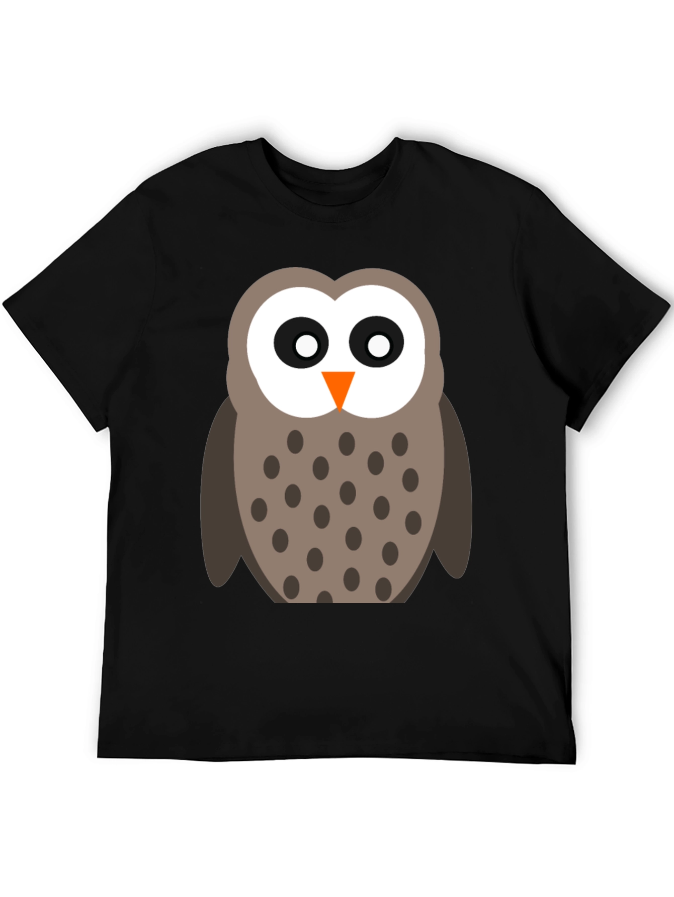 Cute Cartoon Owl Black T-Shirt