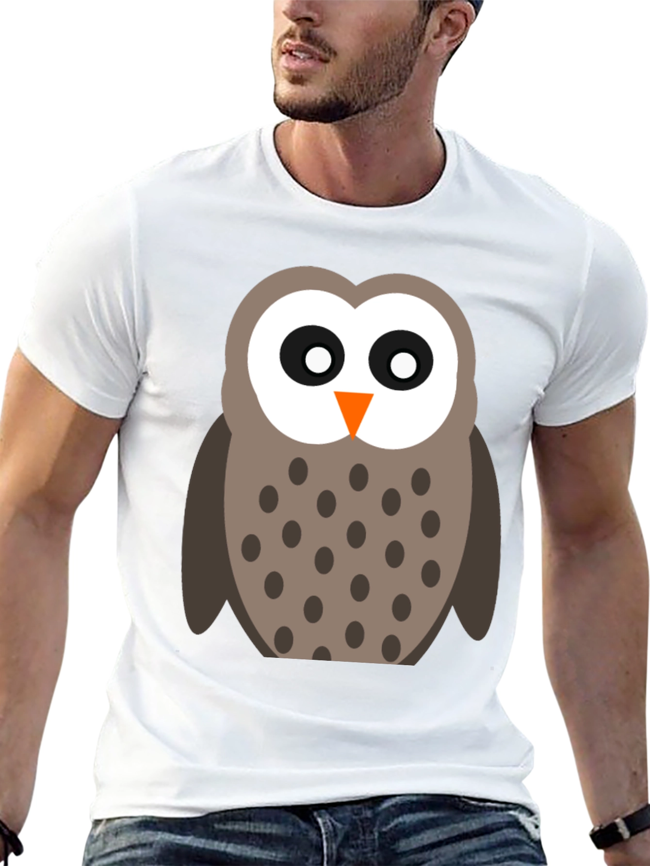 Cute Cartoon Owl Black T-Shirt