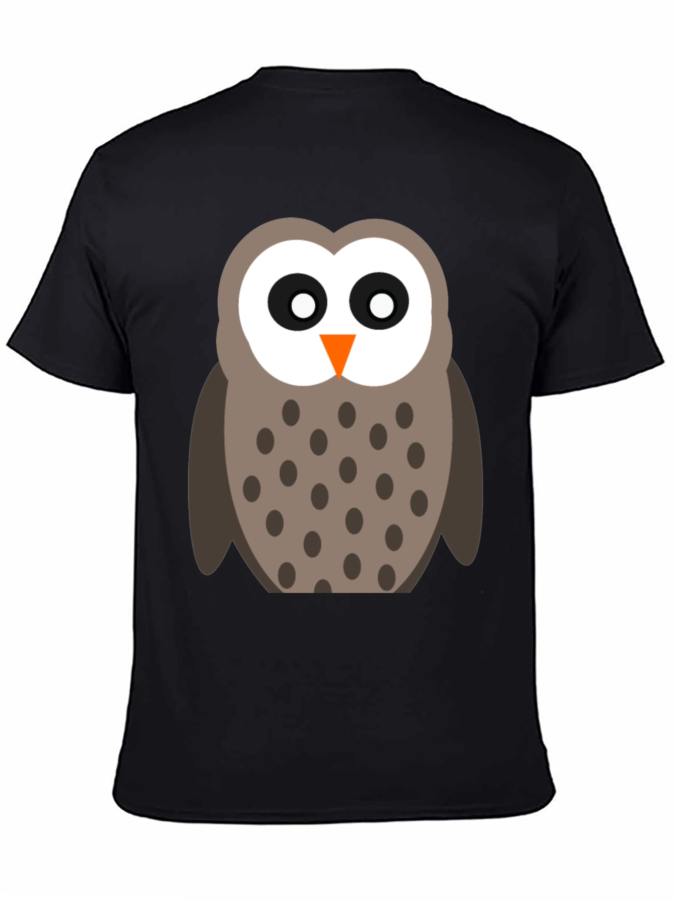 Cute Cartoon Owl Black T-Shirt