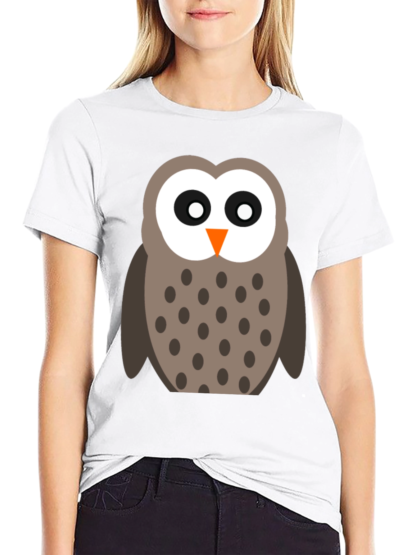 Cute Cartoon Owl Black T-Shirt
