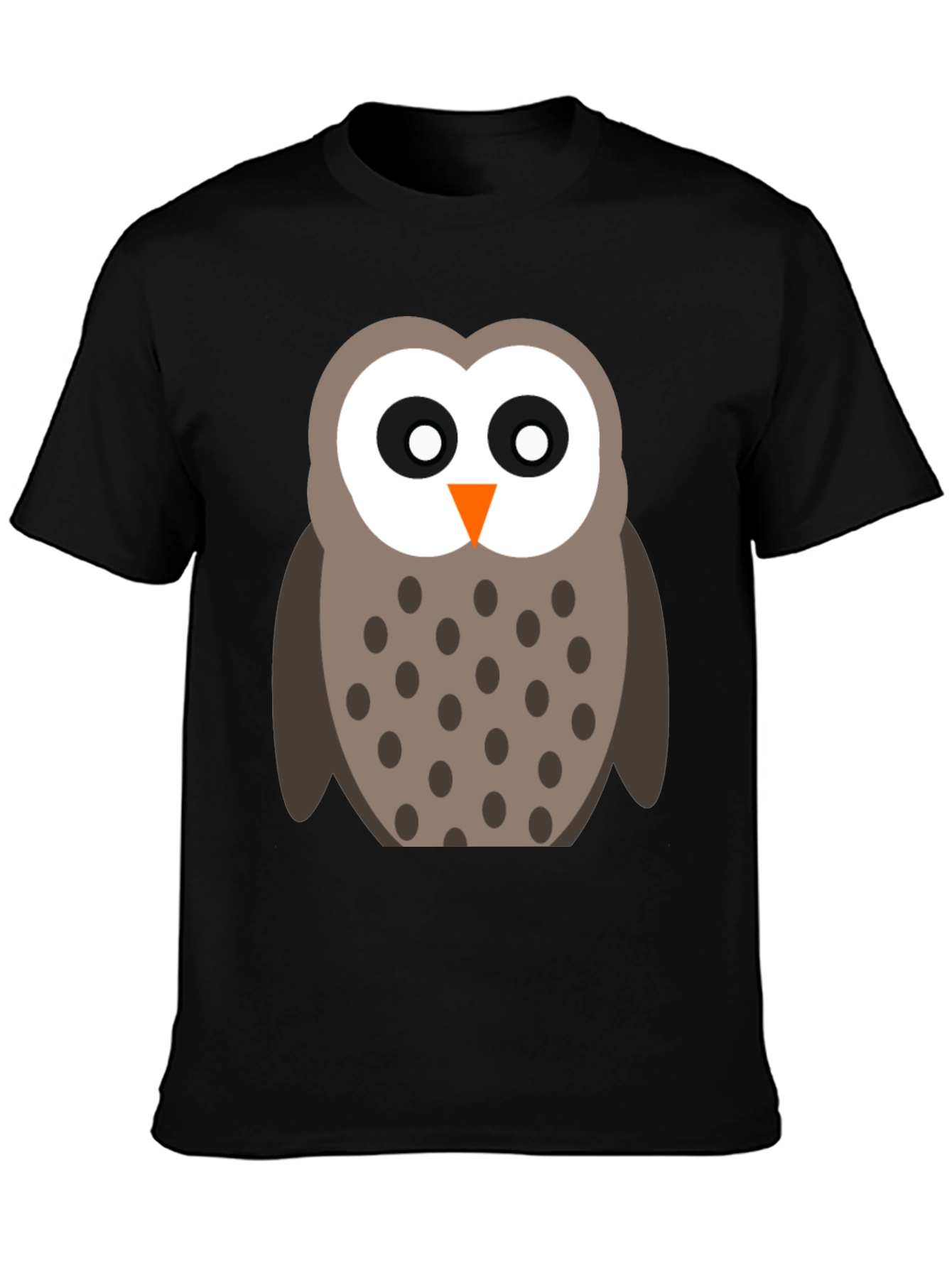 Cute Cartoon Owl Black T-Shirt