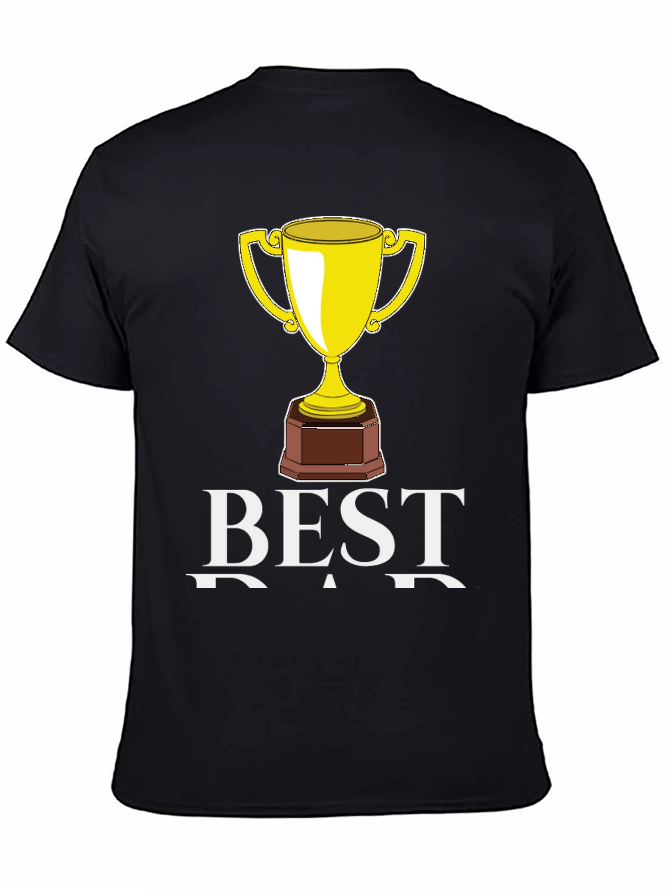 Best Dad Trophy Graphic Tee - Black Cotton T-Shirt