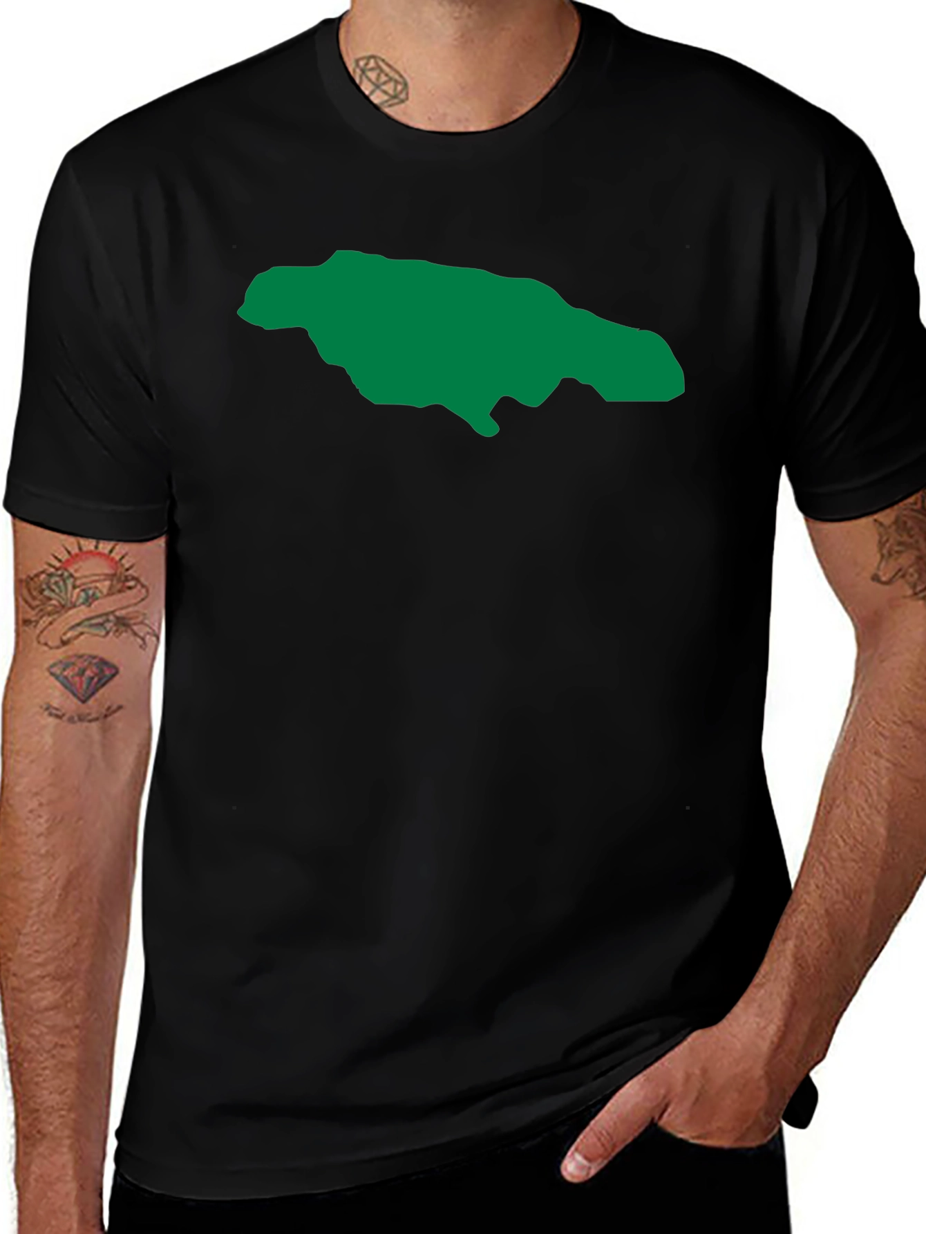 Jamaica Map Graphic Tee - Black T-Shirt